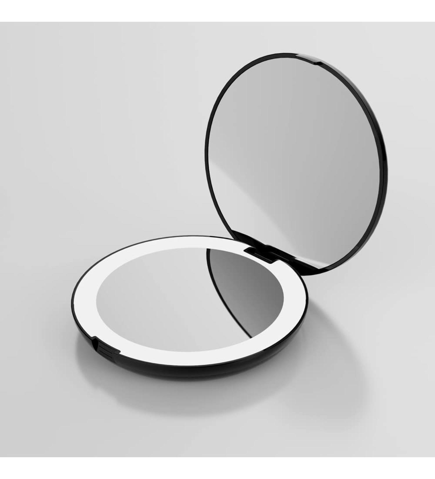 5 Inch Compact Travel Makeup Mirror with LED Lights - Double Sided 1X/5X Magnifying Mirror - Portable Daylight Illumination - Black - Buy Online on GoSupps.com