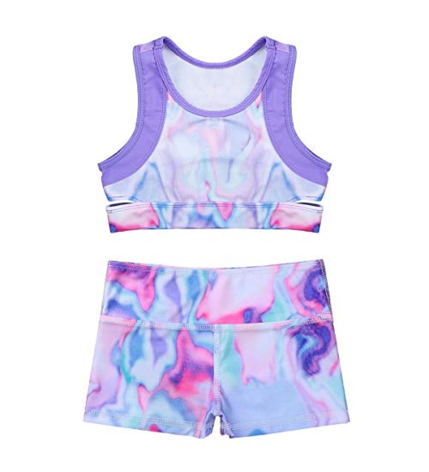 Moily Girls 2-Piece Athletic Outfit: Short Sleeve Top & Booty Shorts | Colorful | 10-12 Years - Buy Online on GoSupps.com
