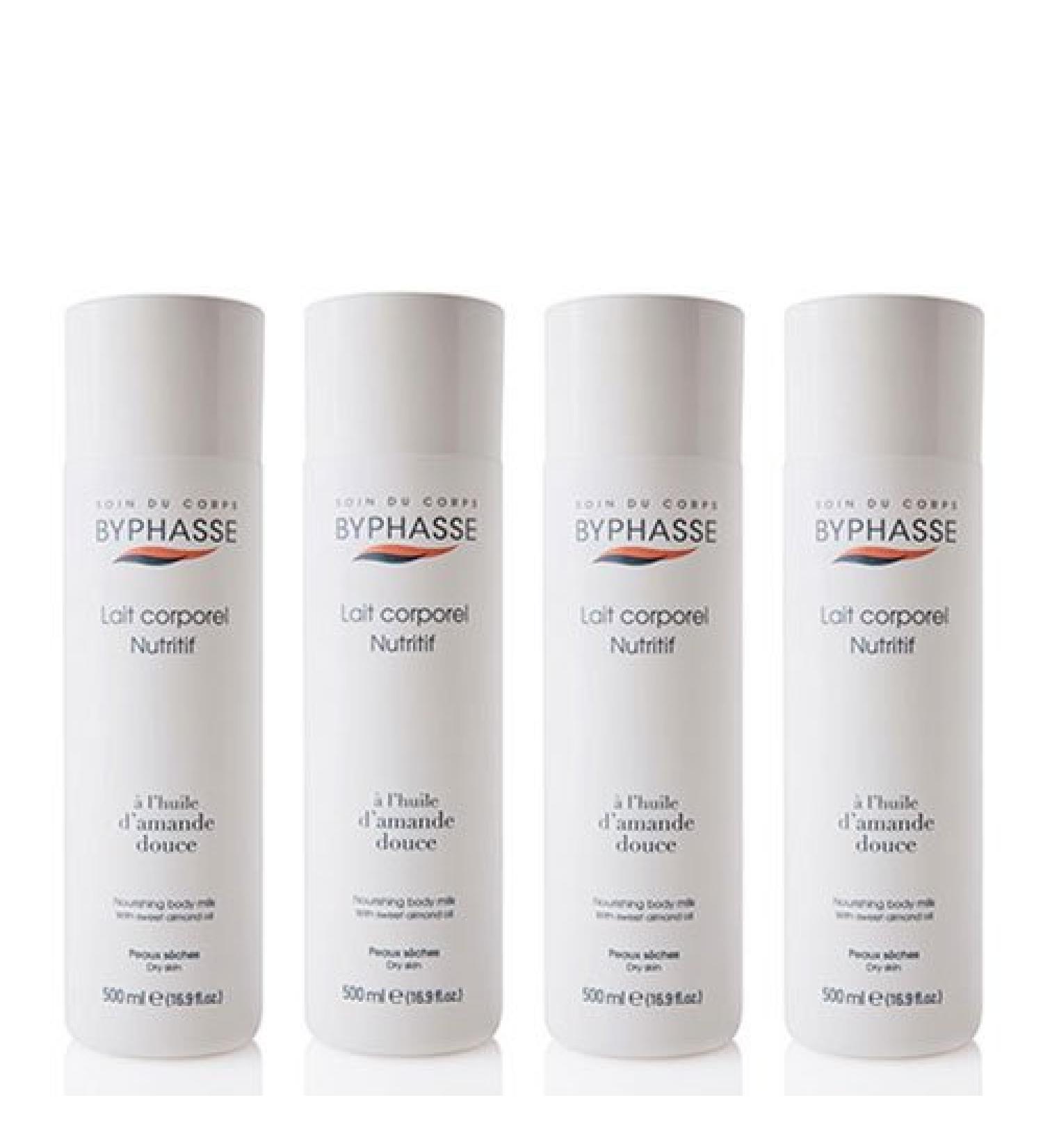 Byphasse Pack of 4 Nutritious Body Lotion with Sweet Almond Oil for Dry Skin - 500 ml - Buy Online on GoSupps.com