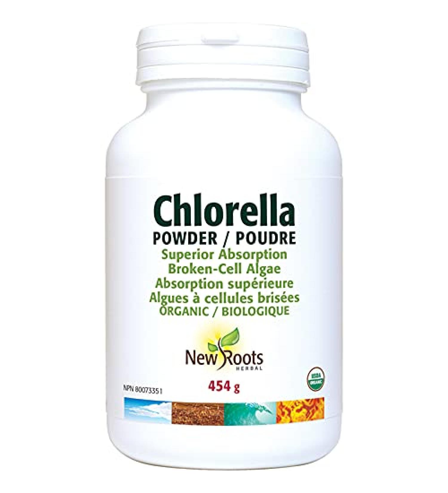 New Roots Herbal - Organic Chlorella 454g Powder - Clean Green Superfood - Broken-Cell Algae for Superior Absorption - Antioxidant 454 g (Pack of 1) - Buy Online on GoSupps.com