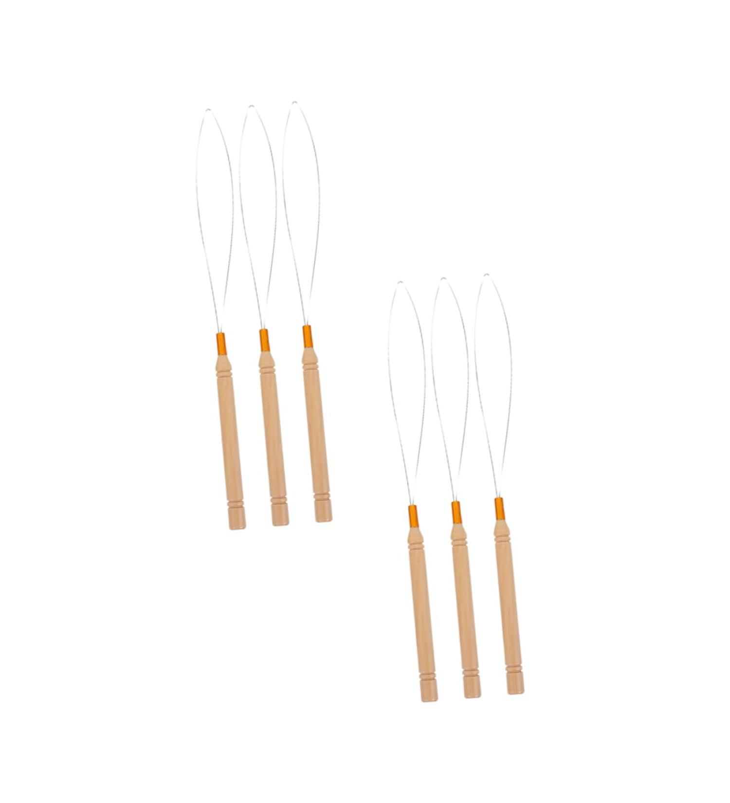 Baluue 18 Pcs Wooden Handle Wig Crochet Hair Braiding Tools Bead Link Threader Stainless Steel Khaki - Buy Online on GoSupps.com