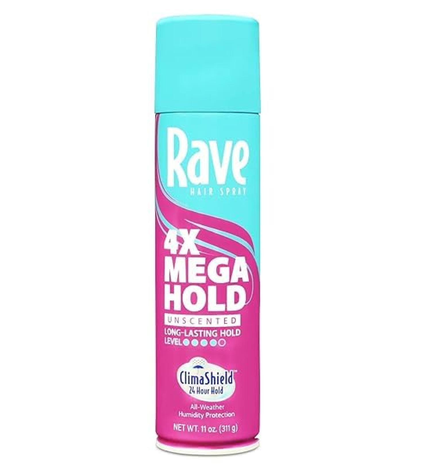 Ra ve 4X Mega Hold Hair Spray All-Weather Protection with Vitamin-Rich Formula 11 oz Clear. (Pack of 1) - Buy Online on GoSupps.com