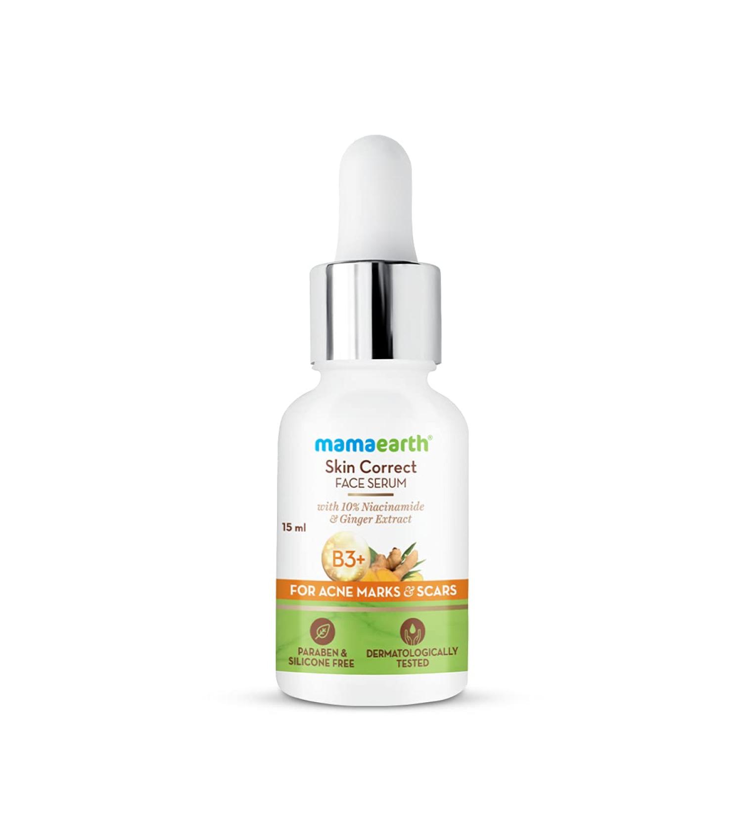 Mamaearth Skin Correct Face Serum with Niacinamide & Ginger Extract | Helps Reduce Dark Spots & Acne Marks| Lightweight & Fast Absorbing | 0.51 fl oz / 15 ml - Buy Online on GoSupps.com