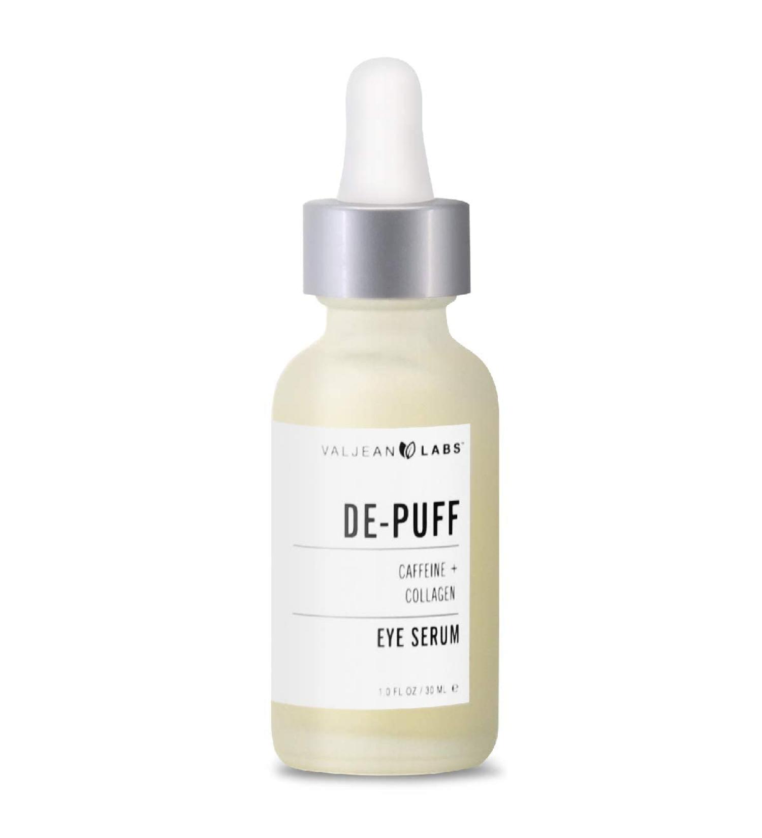 Valjean Labs DePuff Eye Serum | Caffeine + Collagen | Helps to Reduce Under Eye Puffiness and Combat Signs of Aging | Paraben Free, Cruelty Free, Made in USA (1 oz) De Puff