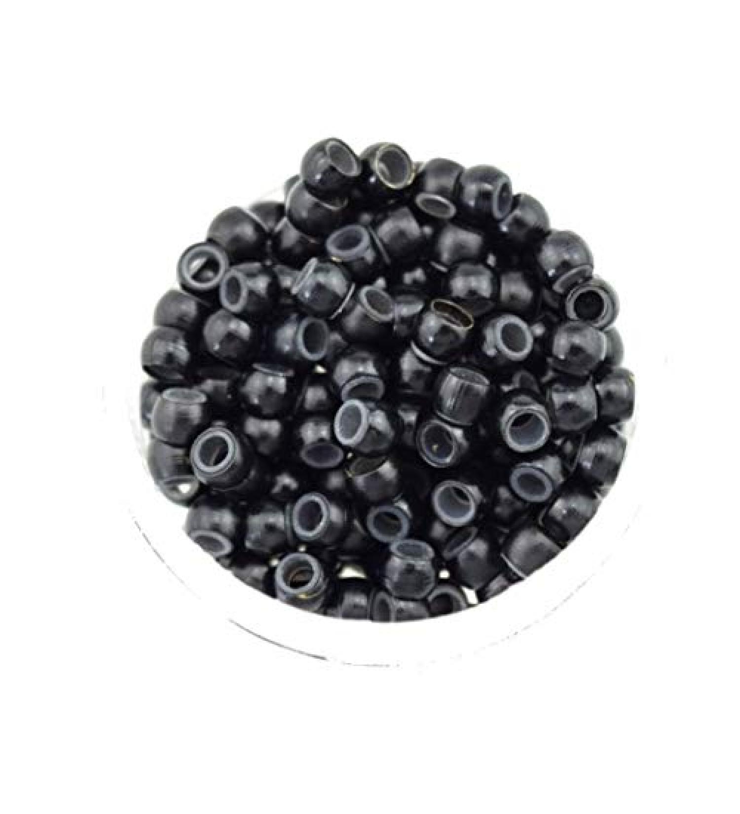 Silicone Lined Nano Rings Beads for use with Nano Tip Hair Extensions New - Black - Amount-200 by Hair Lovers Amount-200 black
