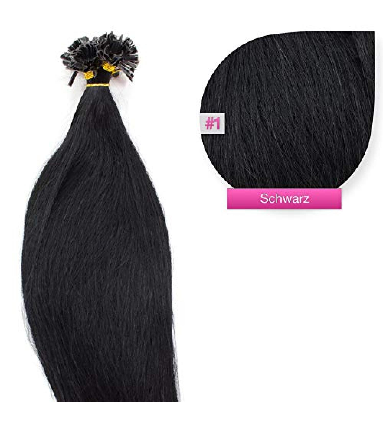 Keratin Bonding Hair Extensions 100% Remy Real hair hair extension (#1 black - 150 strands 1 g - 60 cm) U -tip Remy quality by glamxtensions 150 strands - 60cm - 1G (total 150g)