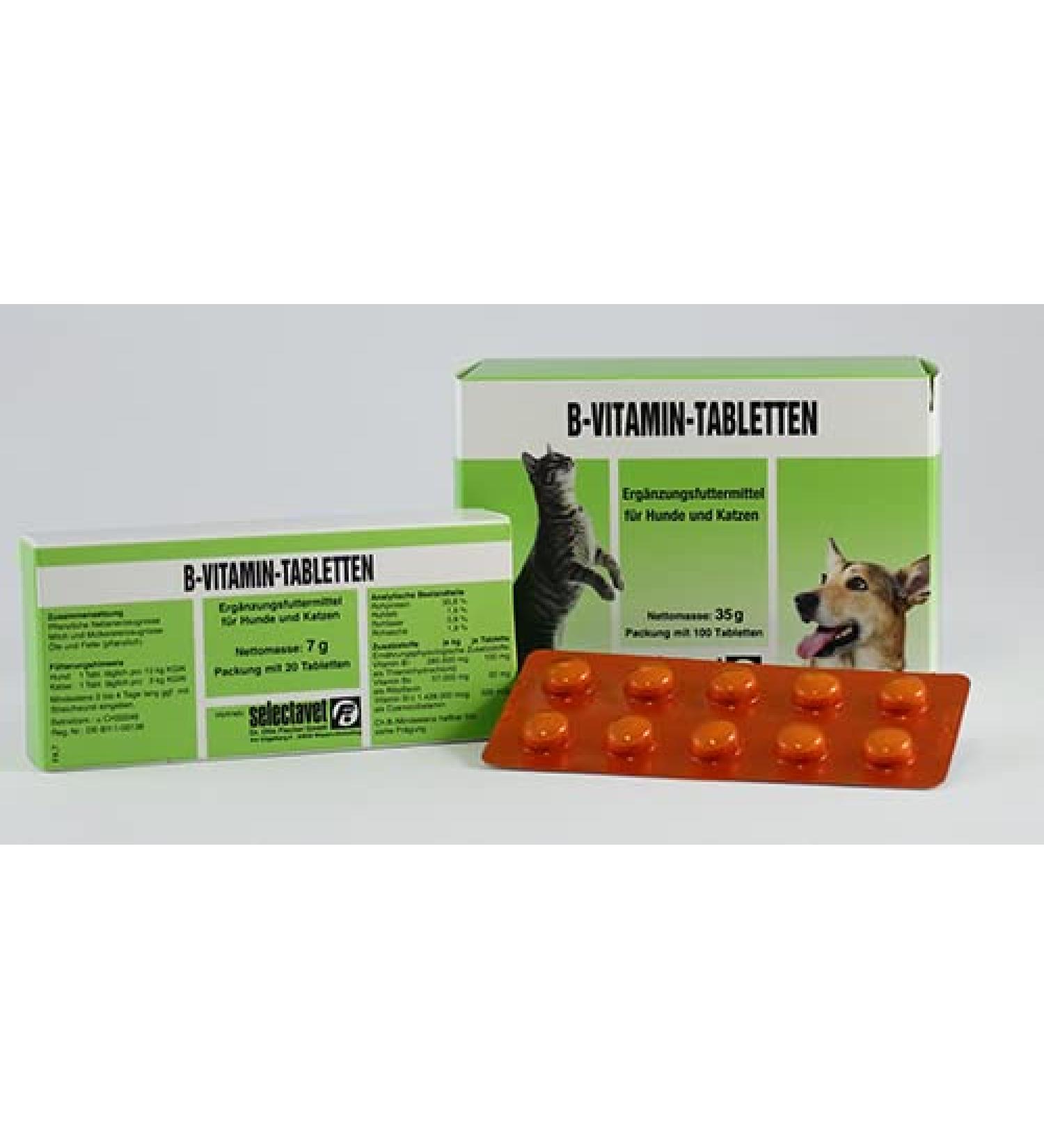 Selectavet B vitamin tablets |100 tablets |Supplementary feed for dogs and cats |B vitamins for deficiency situations such as hunger states and digestive disorders 100 pieces (1 Pack)
