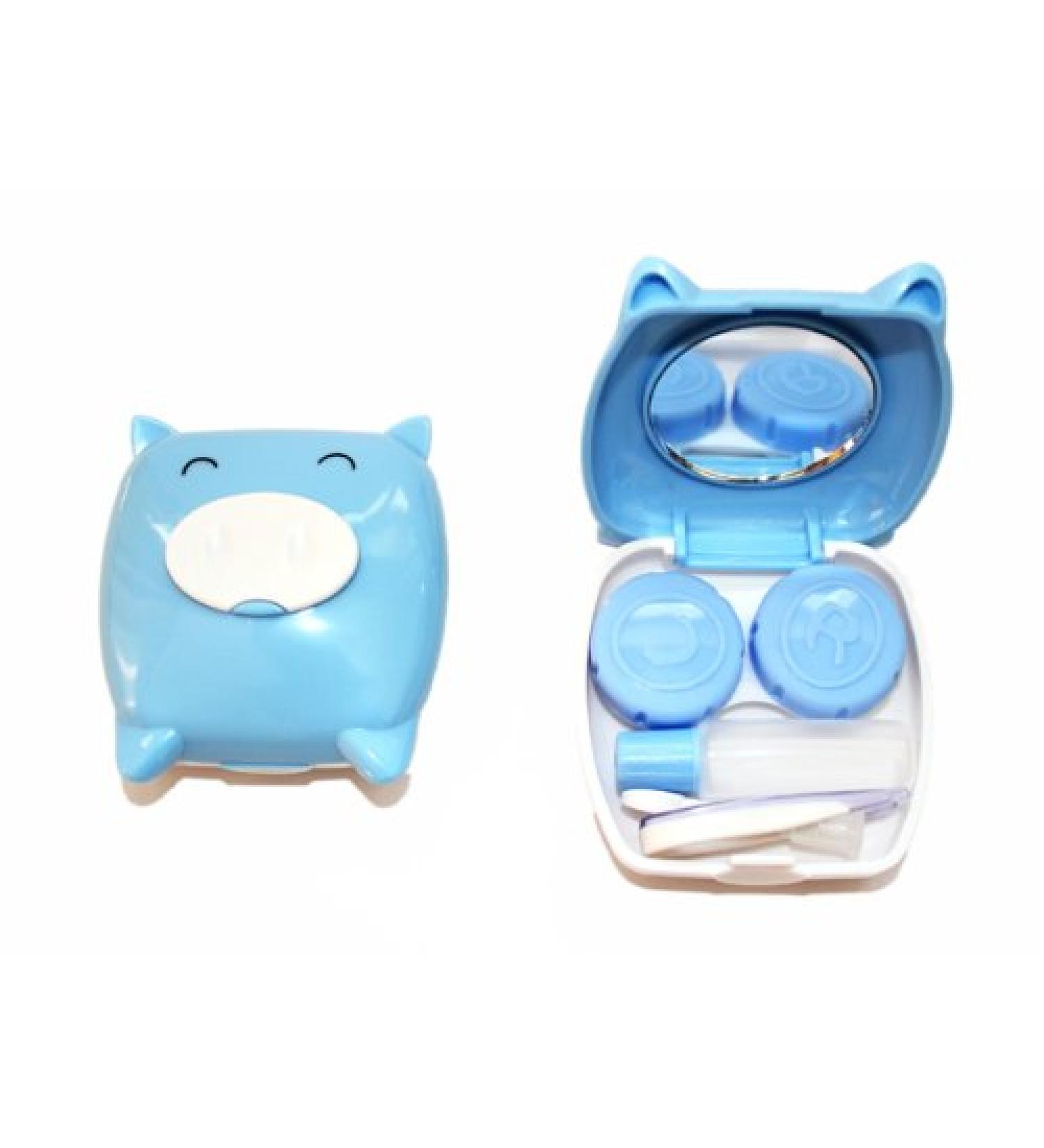 Buy Mini Pig Blue Contact Lens Case Set | Compact Storage with Mirror - International Shipping Available - Buy Online on GoSupps.com