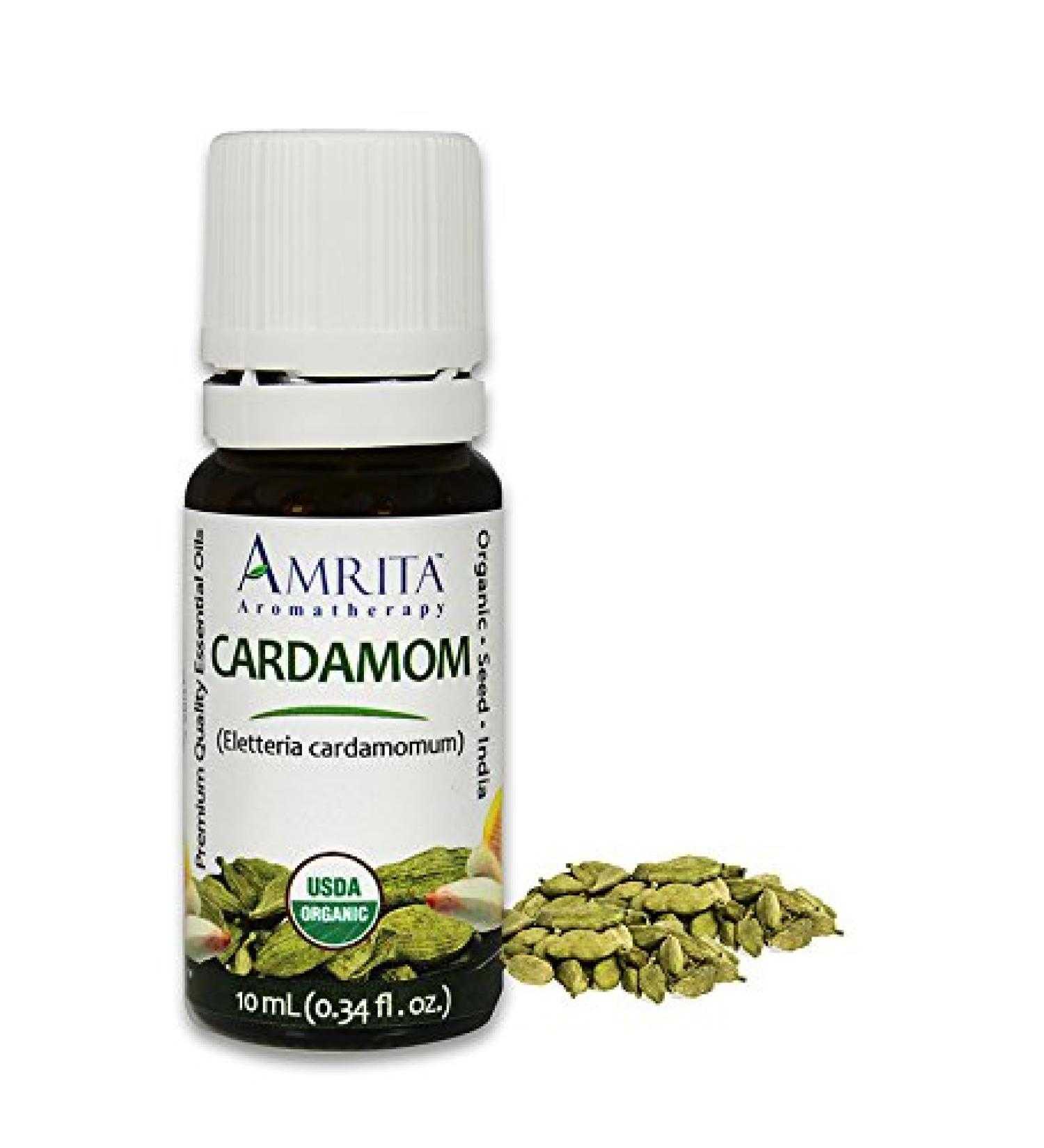 Amrita Aromatherapy Organic Cardamom Essential Oil 100% Pure Undiluted Eletteria cardamomum Undiluted Therapeutic Grade Premium Quality Aromatherapy oil Tested & Verified 60ML - Buy Online on GoSupps.com