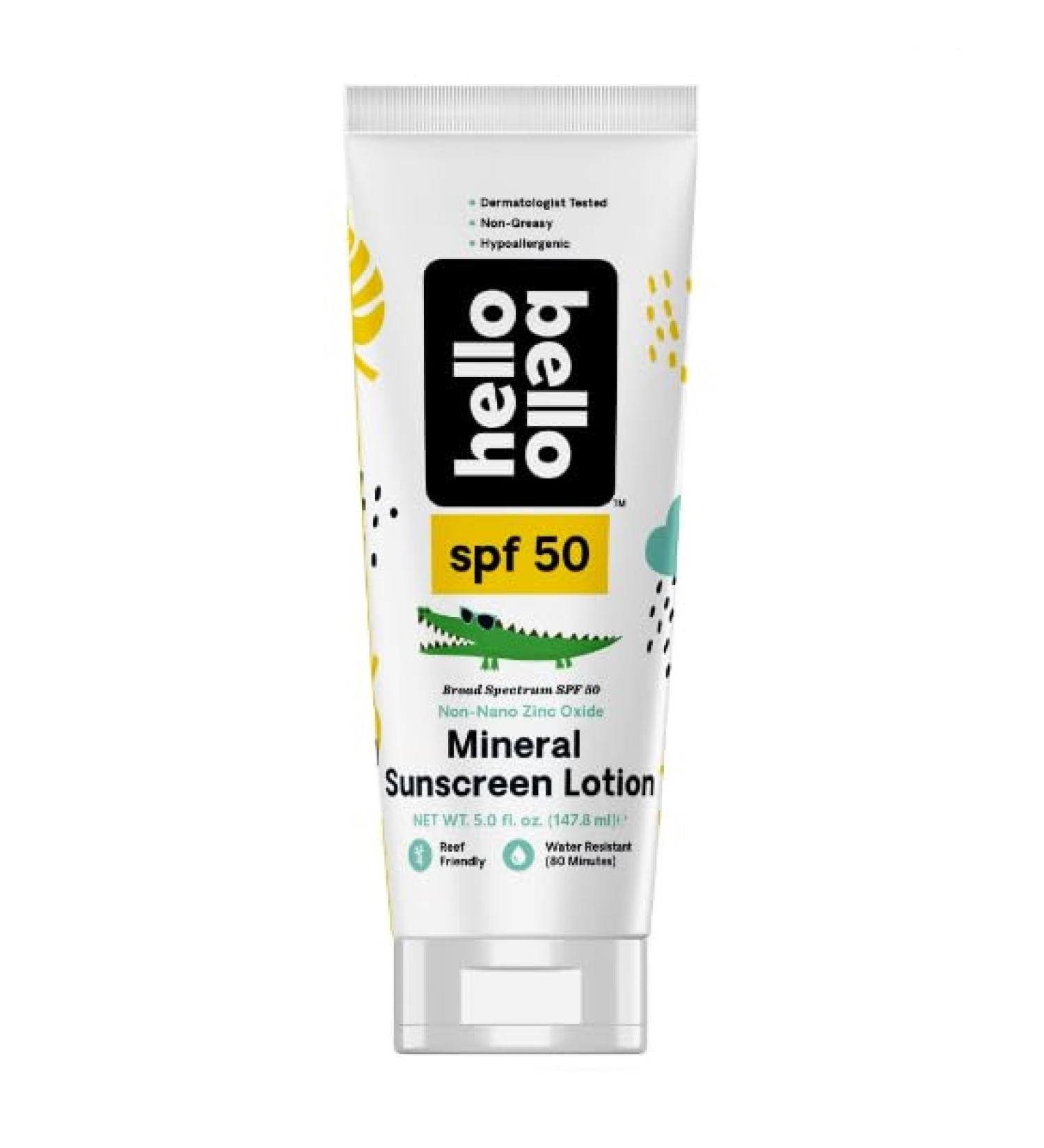 Hello Bello Mineral SPF 50 Kids Sunscreen - Reef-Friendly Lotion for All Ages | 5.0 fl oz - Shop Now - Buy Online on GoSupps.com
