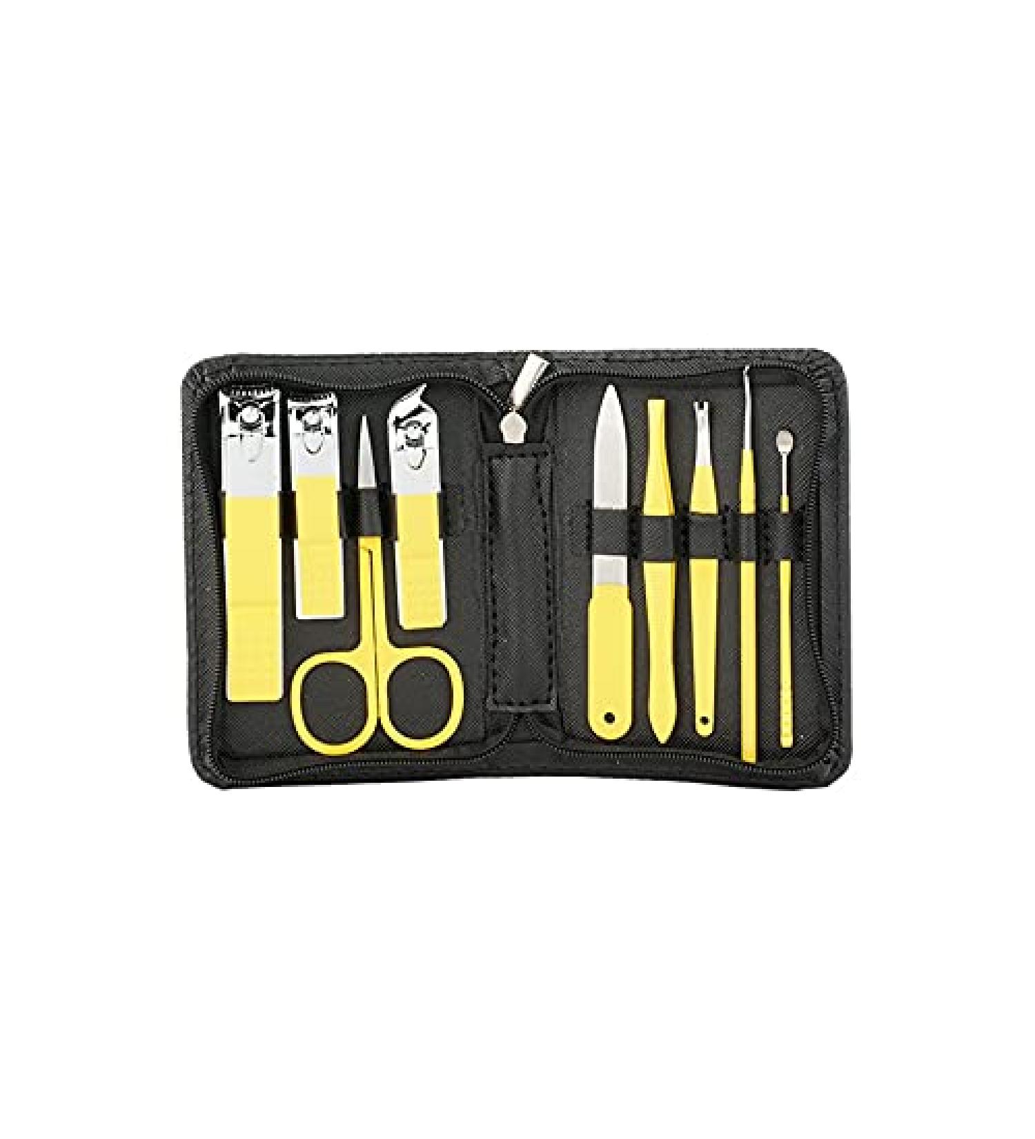 Nail Clipper Zipper Bag Stainless Steel Nail Scissors 18-Piece Decoration Foot Knife Nail Ditch Safety Ear Spoon Cover Box Nail Trimmer /429/826 (Size : Yellow9)