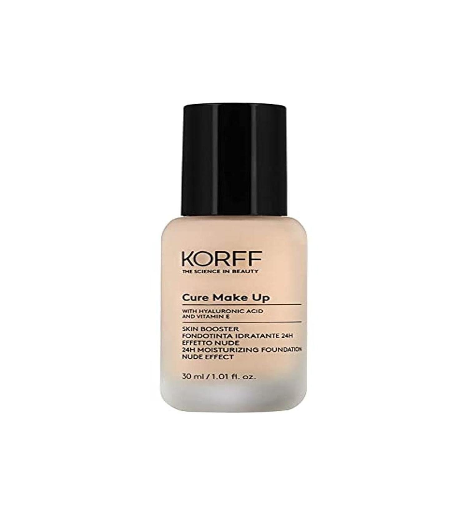 Korff Skin Booster 24-hour moisturizing foundation nude effect with hyaluronic acid and vitamin E fine and silky texture low coverage nude 03 30ml pack
