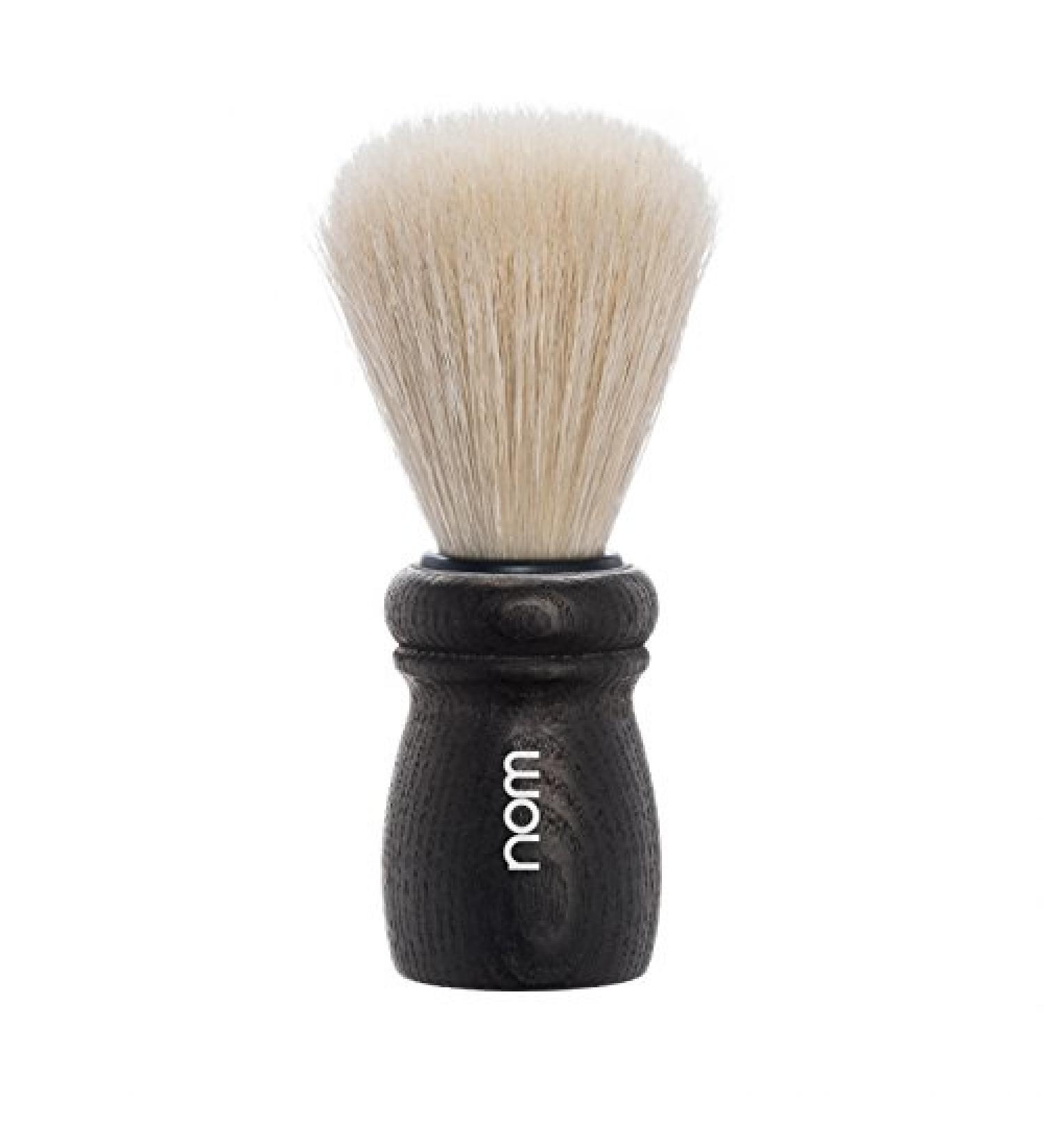 nom - Shaving brush - ALFRED series - Long natural bristles - Ash wood black glazed