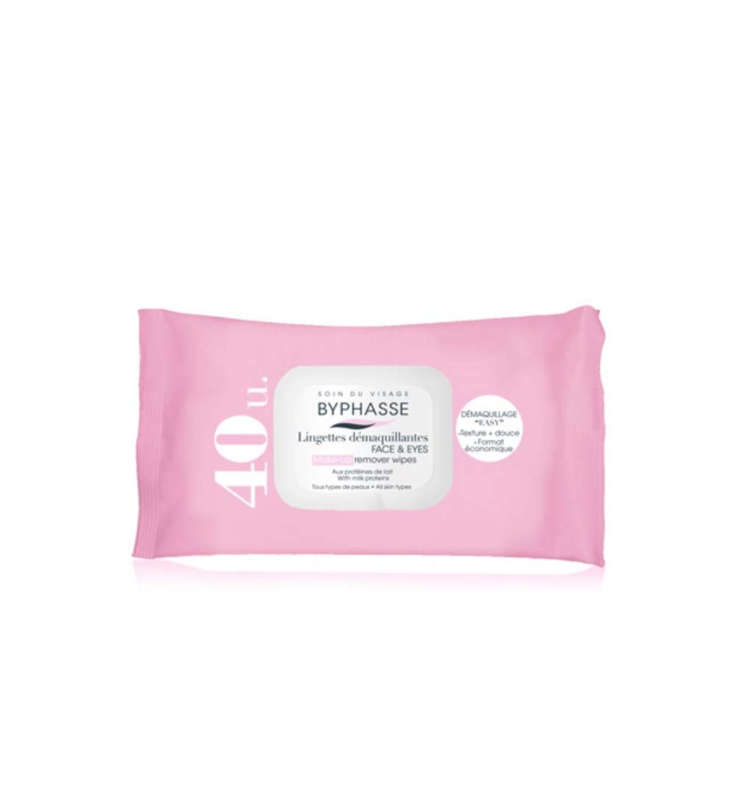 BYPHASSE - Lingettes D maquillantes - Visage & Yeux la prot ine de lait - X40
