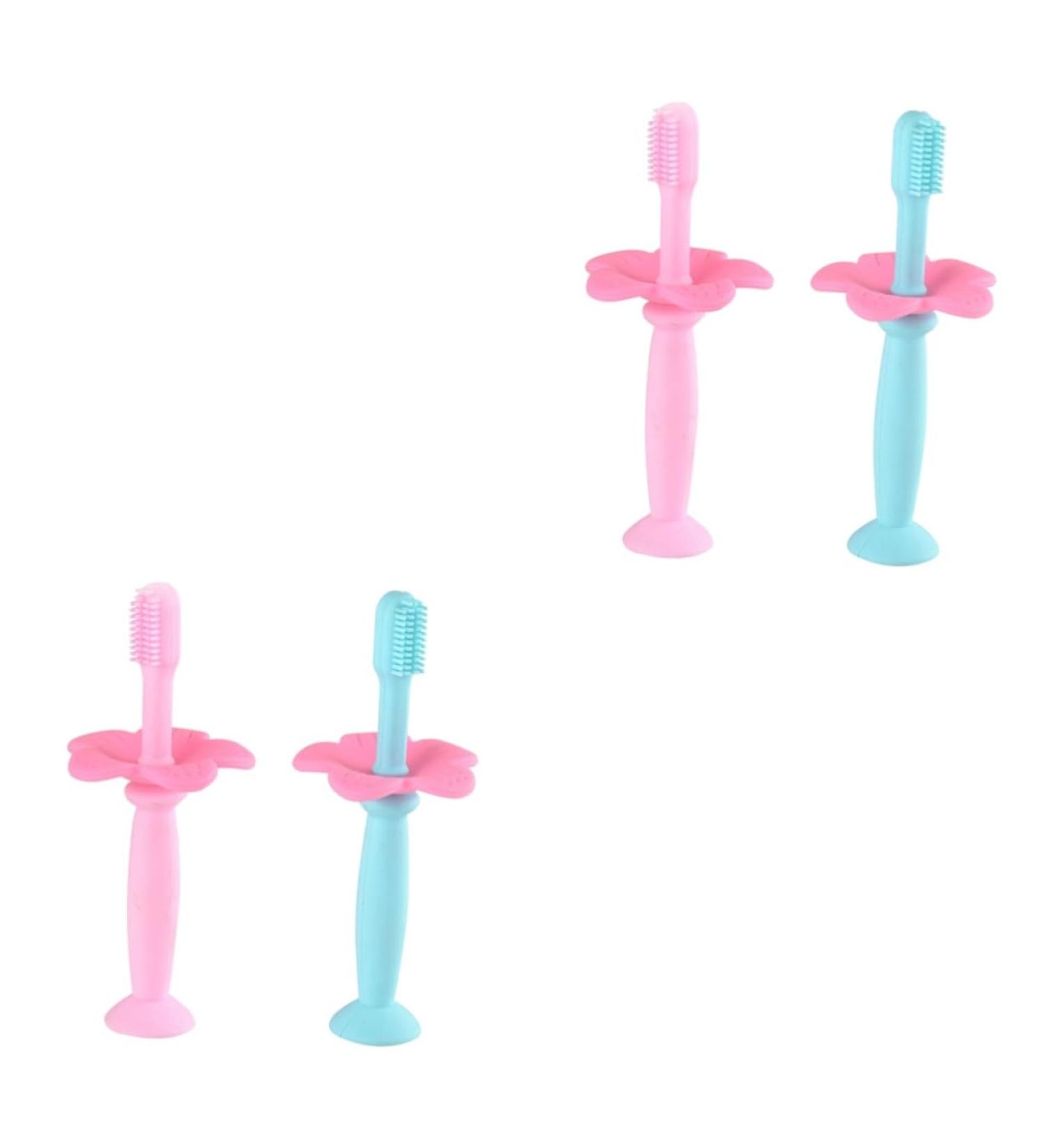 Gatuida 4-Piece Silicone Toothbrush Set for Kids | Baby & Toddler Training Toothbrushes | Travel-Friendly Children s Oral Care - Buy Online on GoSupps.com