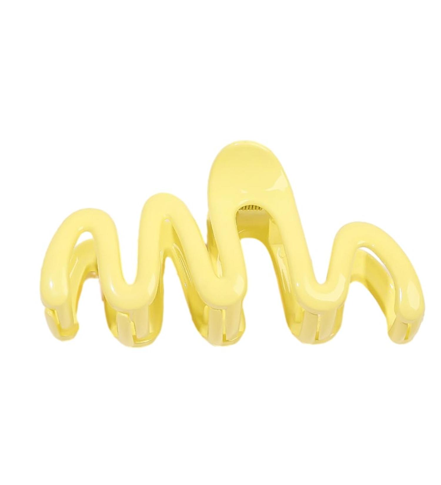 Limtula Candy Color Curved Shape Hair Claw for Girls High Ponytail Anti-Slip Hair Clutcher for Teens Taking Photo Hair Pins Lacquer cream yellow - Buy Online on GoSupps.com