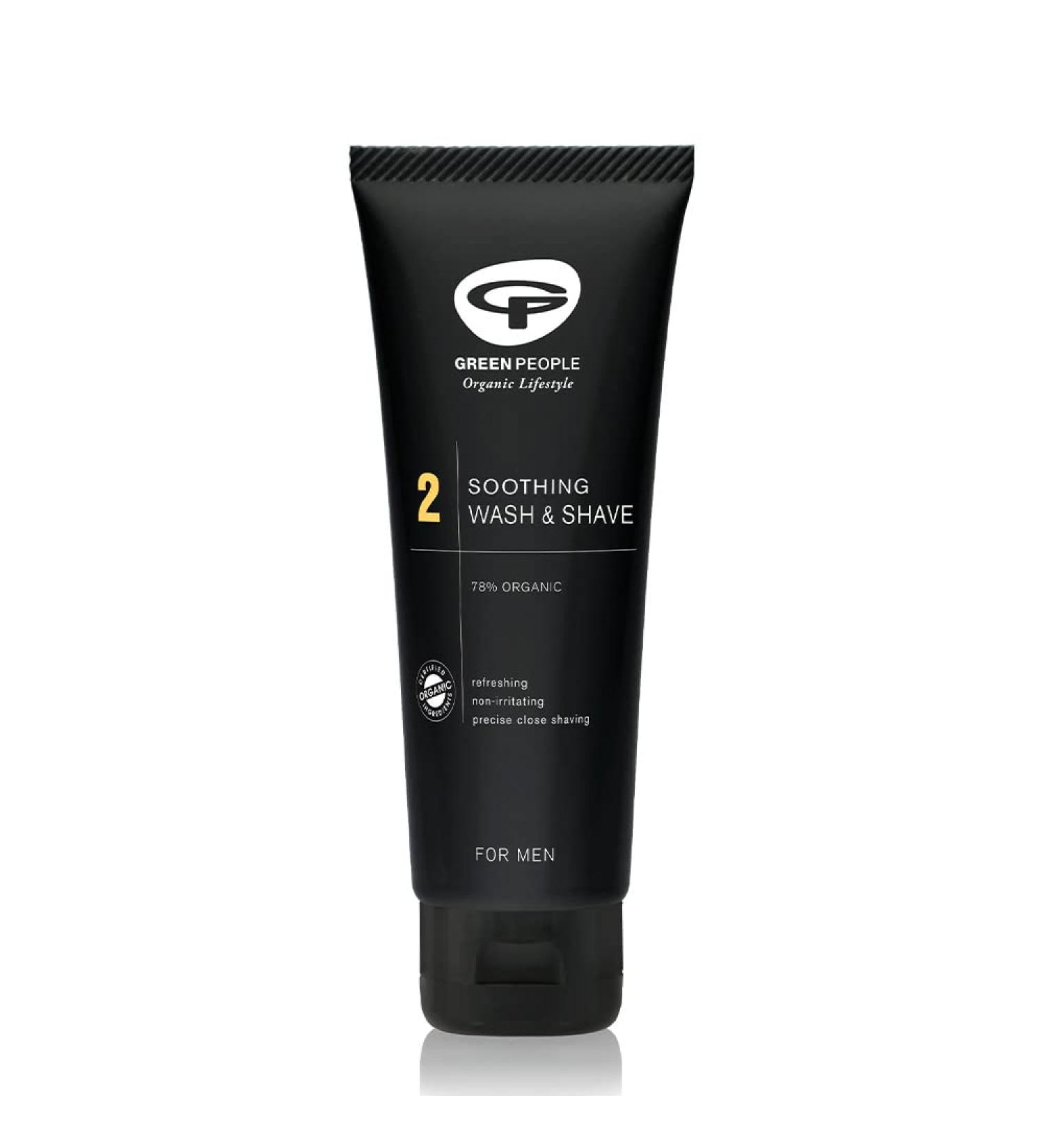 Green People Men No.2 Soothing Shaving Gel 100ml - Natural & Organic 2-in-1 Face Wash | Sensitive Skin Friendly | SLS, Paraben, & Ethanol Free | Cruelty Free & Vegan - Buy Online on GoSupps.com