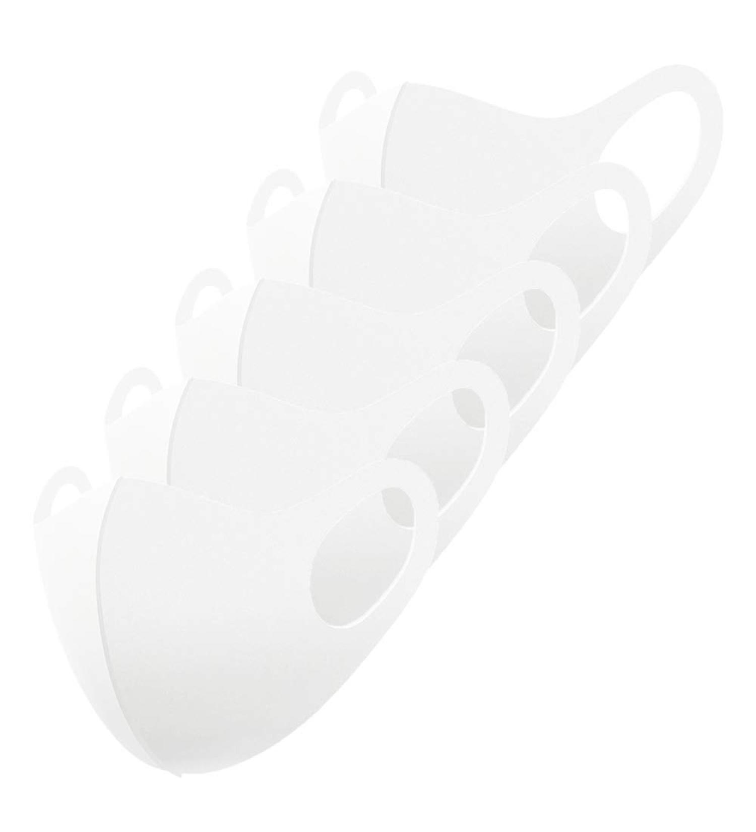 Buy 5-Pack White Fabric Masks for Kids & Adults - Washable Mouth Protection Everyday Use Unisex - Buy Online on GoSupps.com