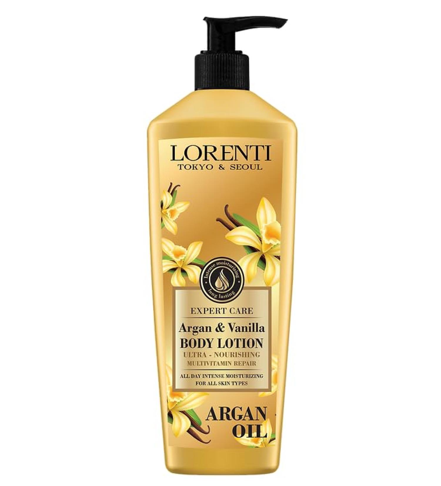 Lorenti Body Cream Lotion | Argan Oil & Vanilla Body Lotion | Ultra Nourishing Multi Vitamin Repair 400ml - Buy Online on GoSupps.com