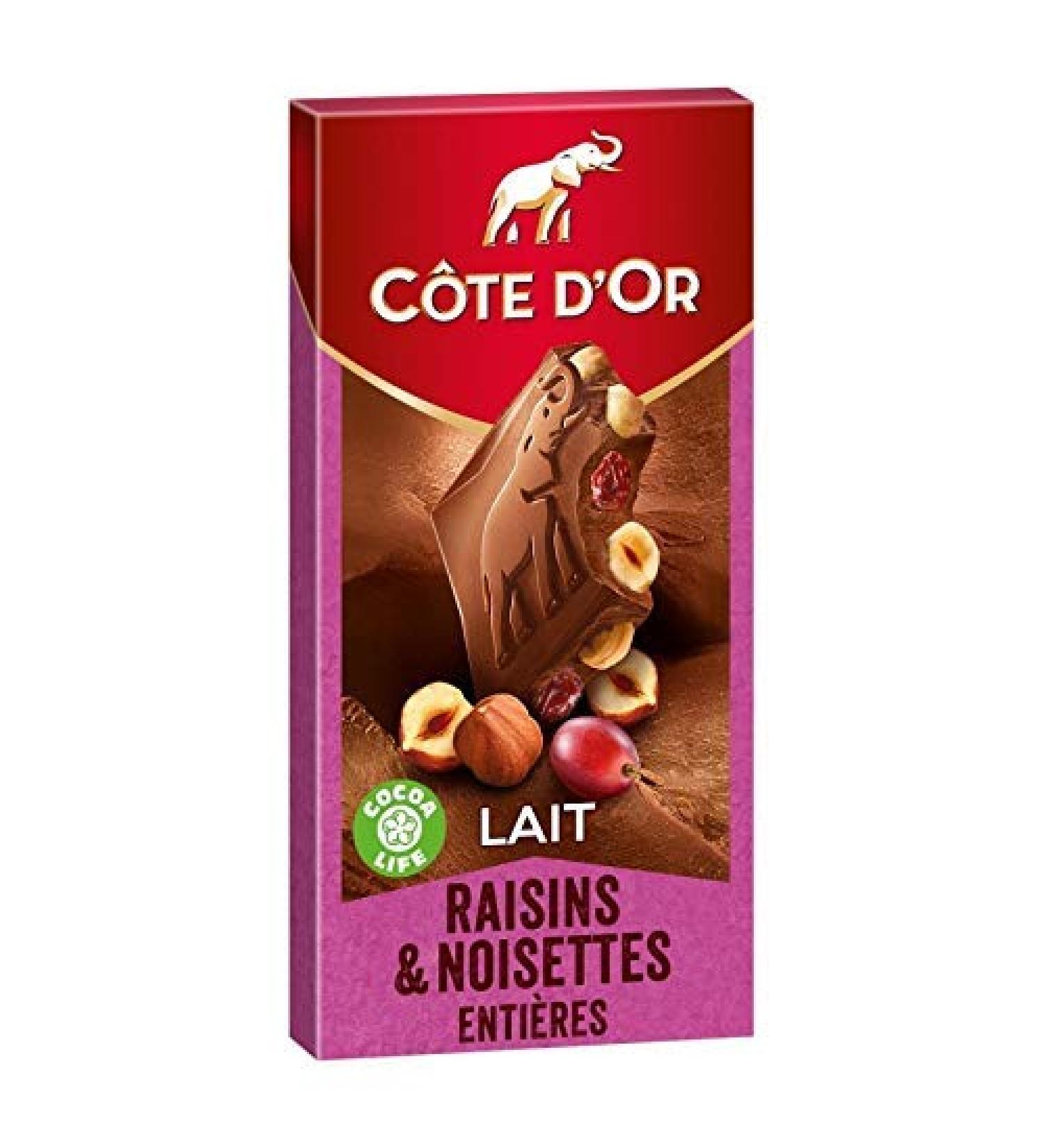 CÔTE D'OR - Milk Chocolate Raisins Hazelnuts 180G - Pack of 4 - free delivery