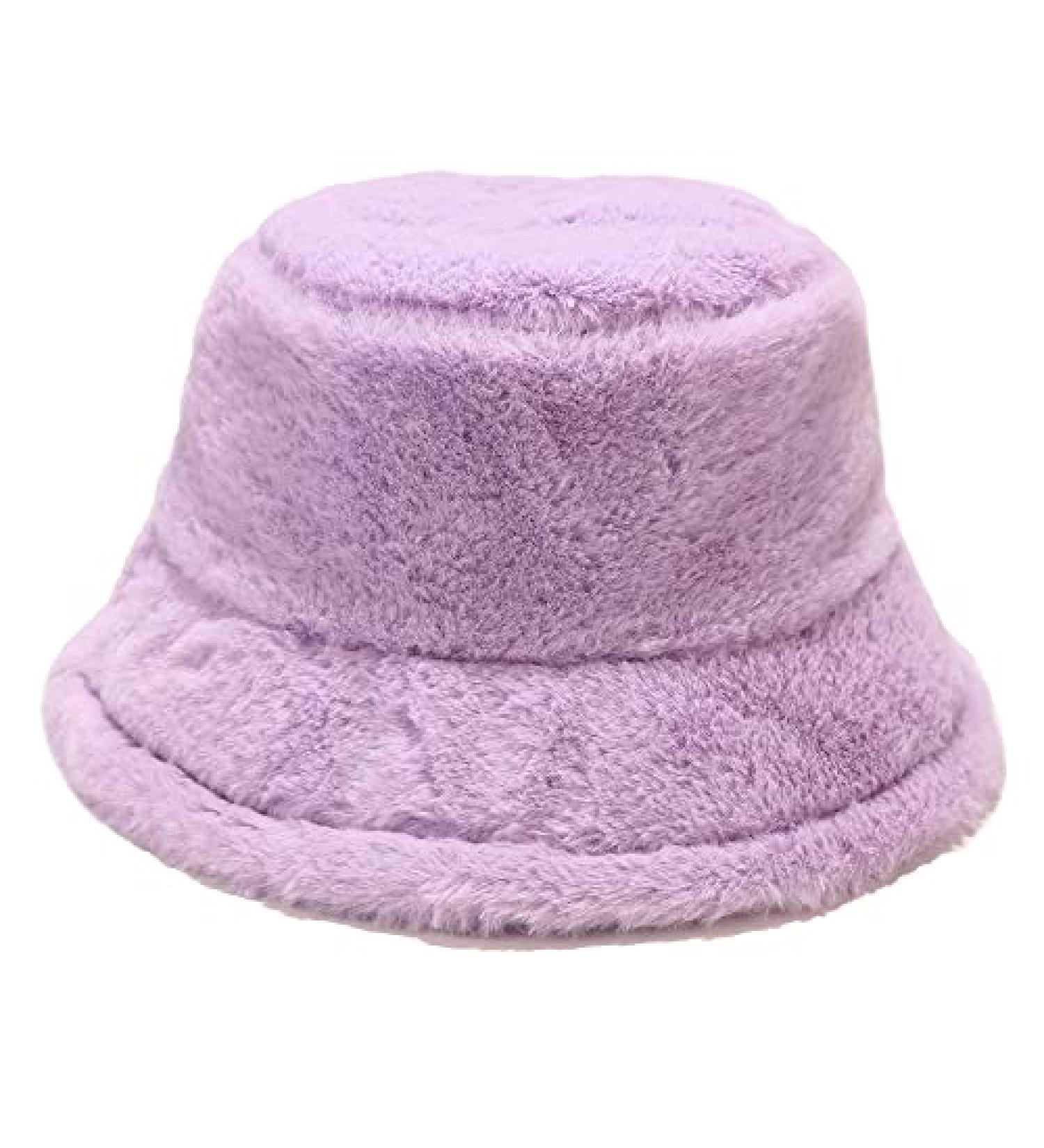 Umeepar Winter Faux Fur Bucket Hat - Fluffy & Warm Unisex Light Violet Hat - Buy Online on GoSupps.com
