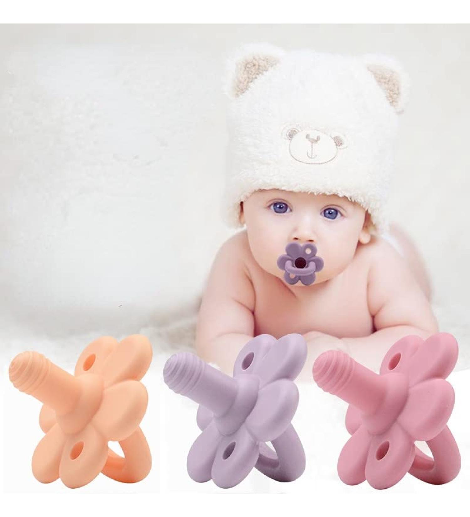 Multi-Colored Flower-Shaped Silicone Baby Pacifiers - Chew Toys for Comfort & Soothing - Buy Online on GoSupps.com
