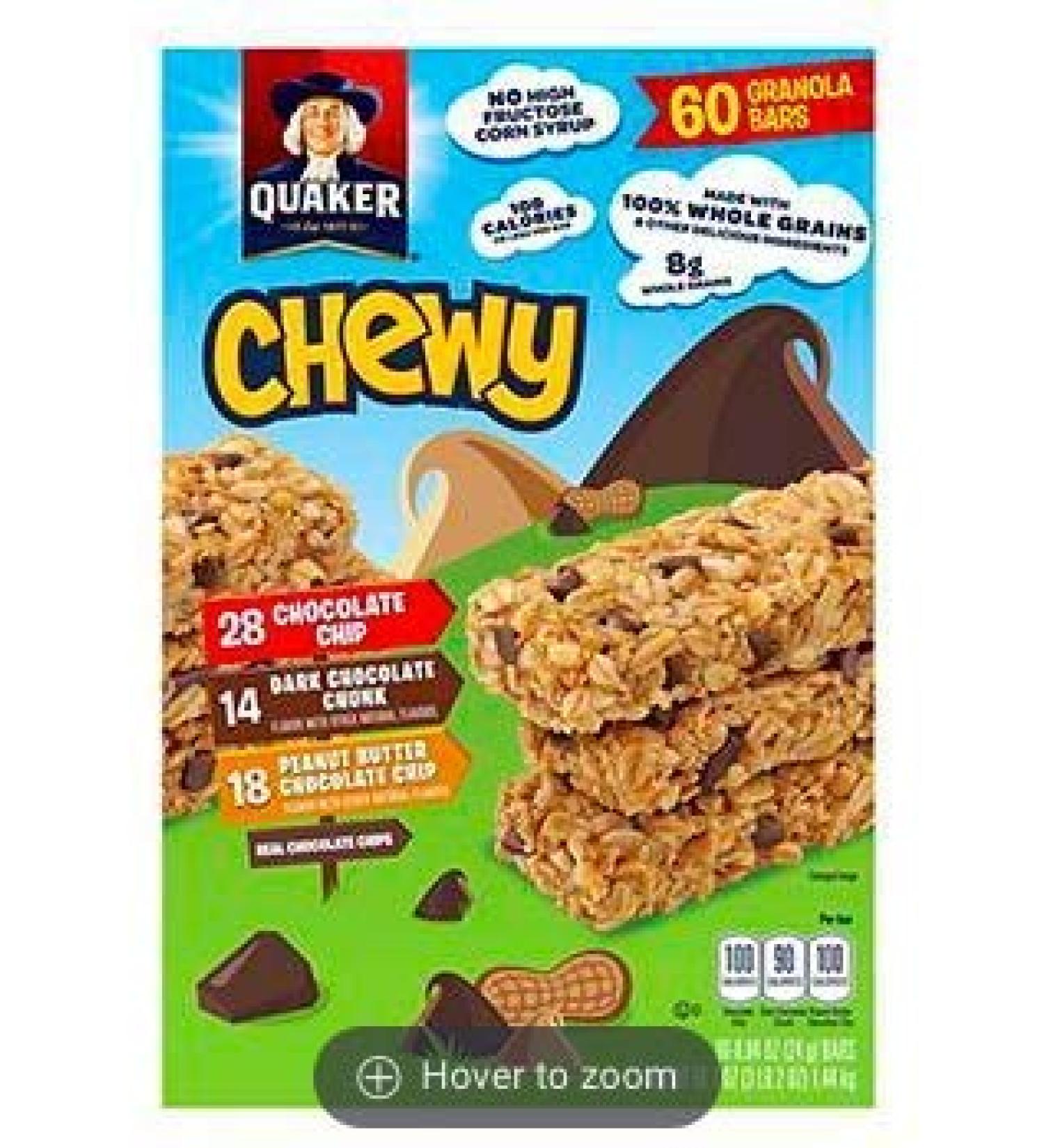 Quakers Chewy Granola Bars Quaker Chewy Granola Bars Variety Pack, 60 ct. - Pack of 10, 60 Count (Pack of 1) - Pack of 10