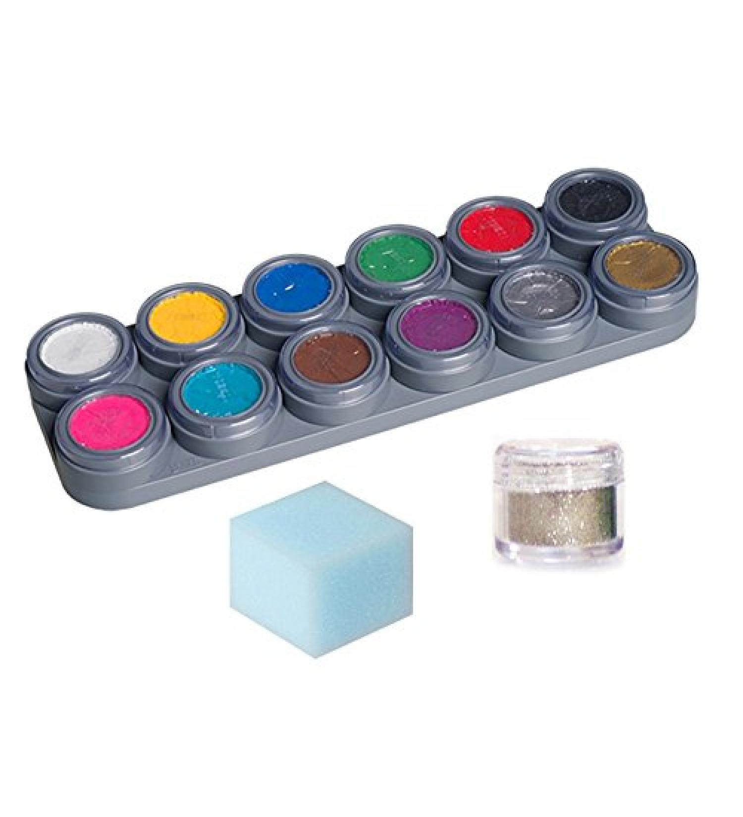 Grehge ke up Theater make-up Children's make-up 12 colours palette A sponge glitter set