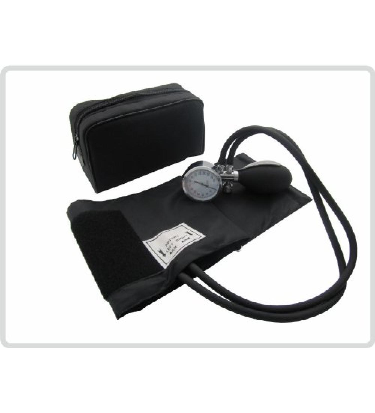 Blood pressure monitor aneroid pulse monitor with velcro cuff and case