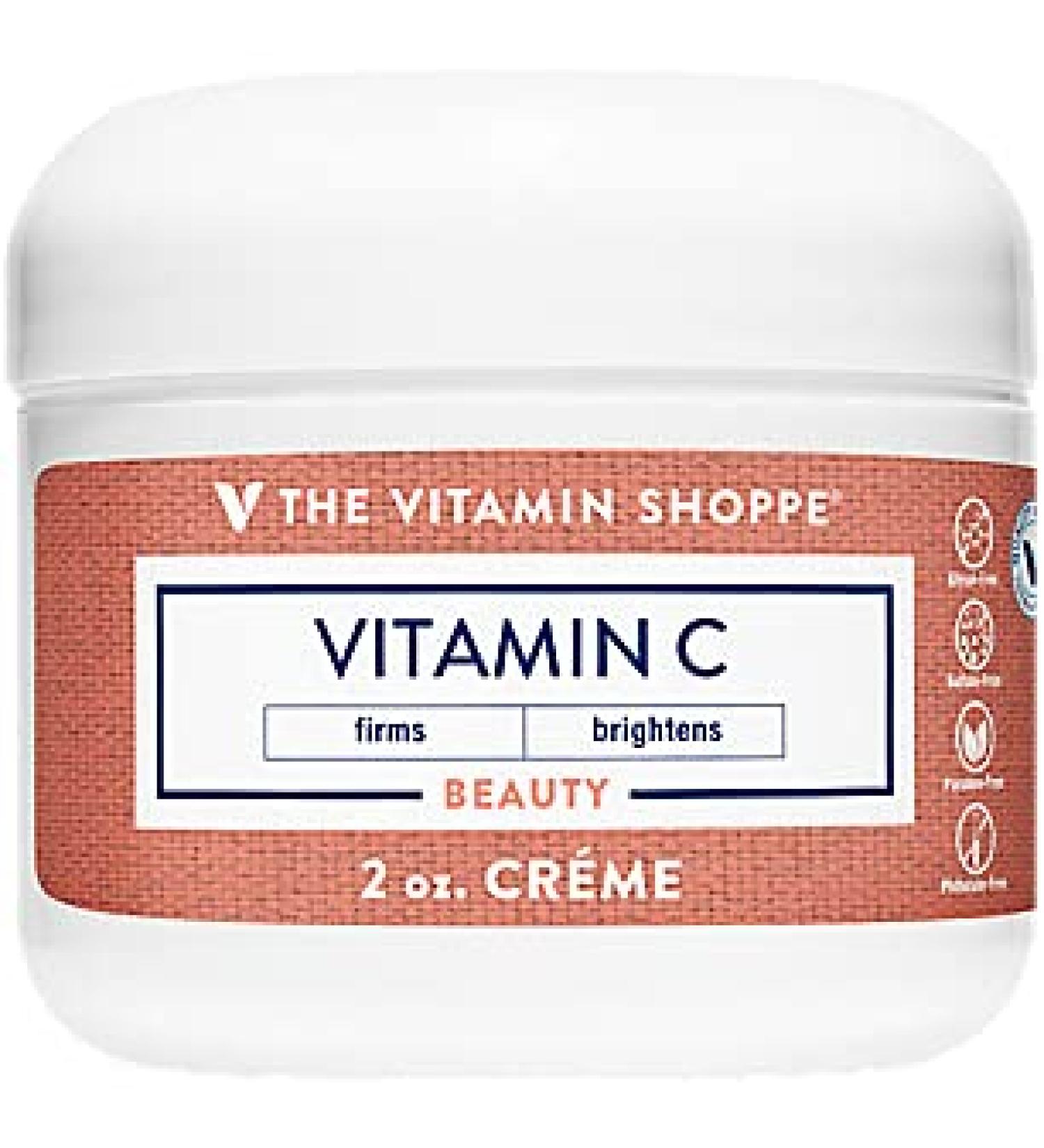 The Vitamin Shoppe Vitamin C Cr me  Firms and Brightens Skin  Apply After Cleansing to Damp Skin Daily (2 Ounces Cream)
