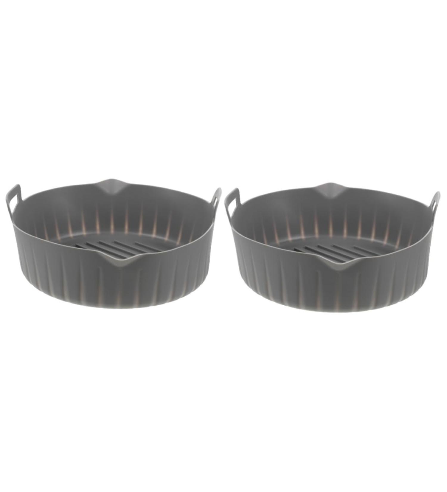 Alipis 2pcs Air Fryer Pan Deep Fryer Oven Air Fryer Pot Air Fryer Supply to Rotate Bakeware Silicone Bowl Greyx2pcs 23X20X8CMx2pcs - Buy Online on GoSupps.com