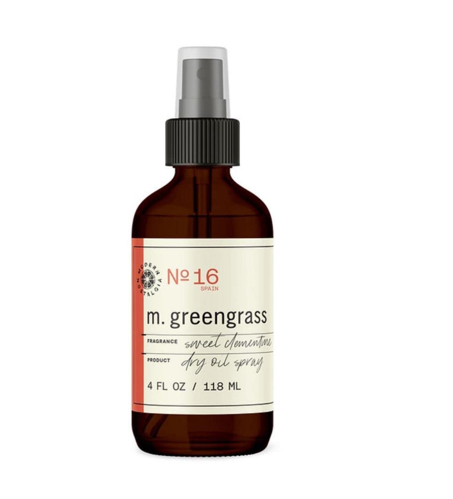 m. greengrass Sweet Clementine Dry Oil Spray - 4 oz. Moisturizing Body Oil for Face, Hair & Skin - After Shower Mist for Men and Women - Non-Greasy Formula - Cruelty & Paraben Free - Buy Online on GoSupps.com