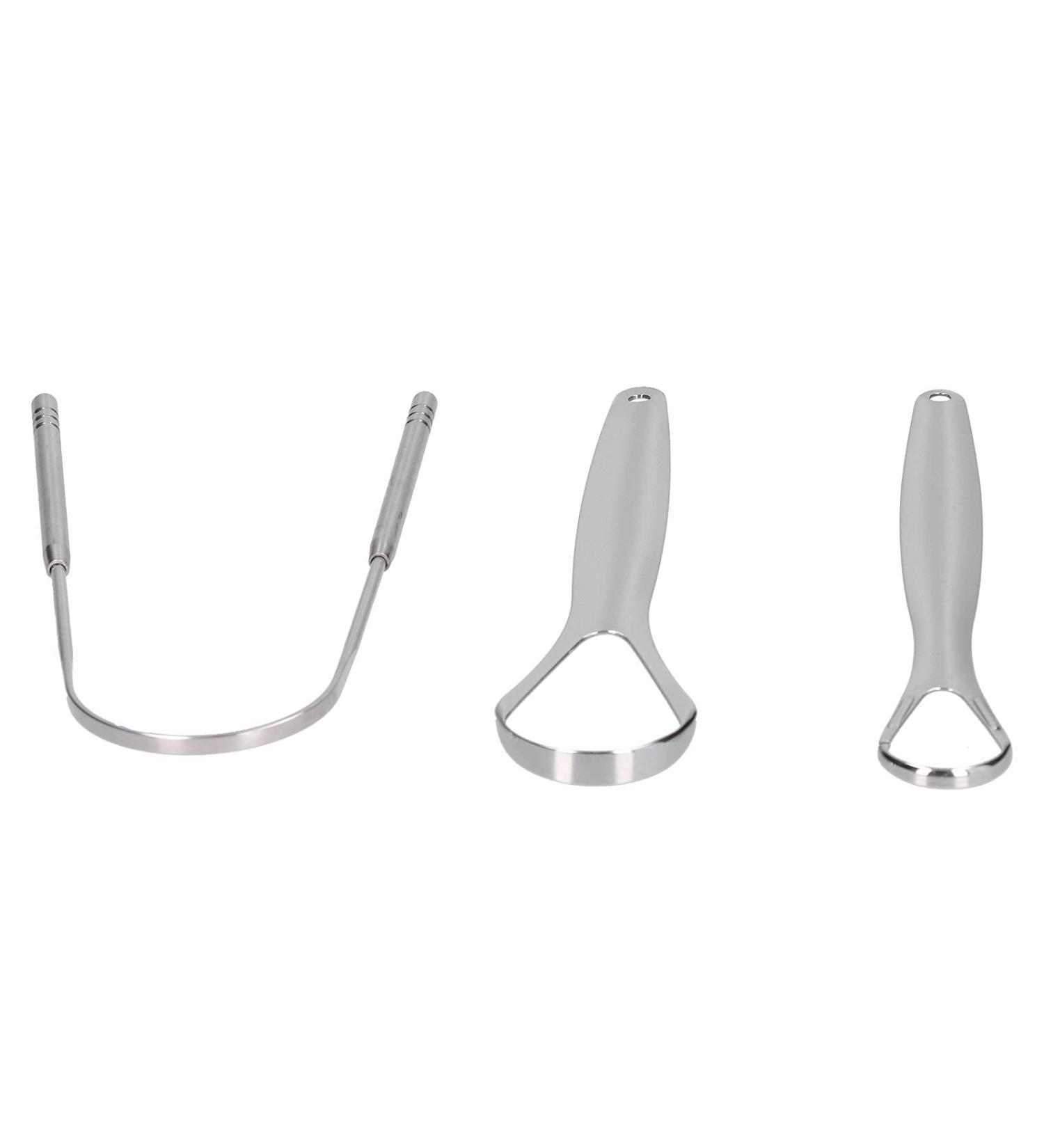 Kimiss Stainless Steel Tongue Cleaner Set - 3 Portable Tongue Care Tools for Oral Hygiene - Buy Online on GoSupps.com