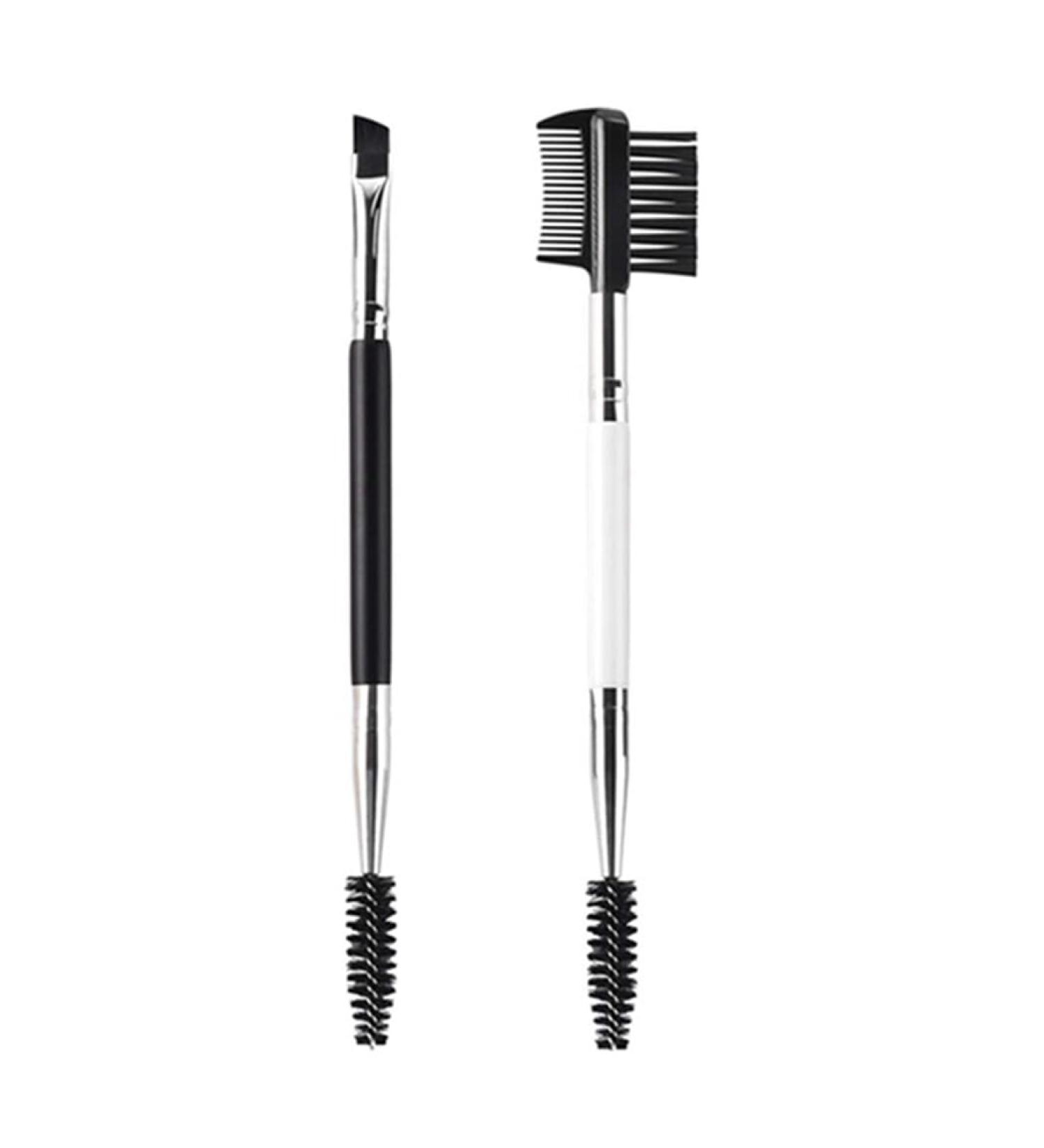 2PCS Professional Eyebrow Brush Set - Double Ended Angled Brush for Women & Girls | Portable Mascara Applicator | International Shipping Available - Buy Online on GoSupps.com