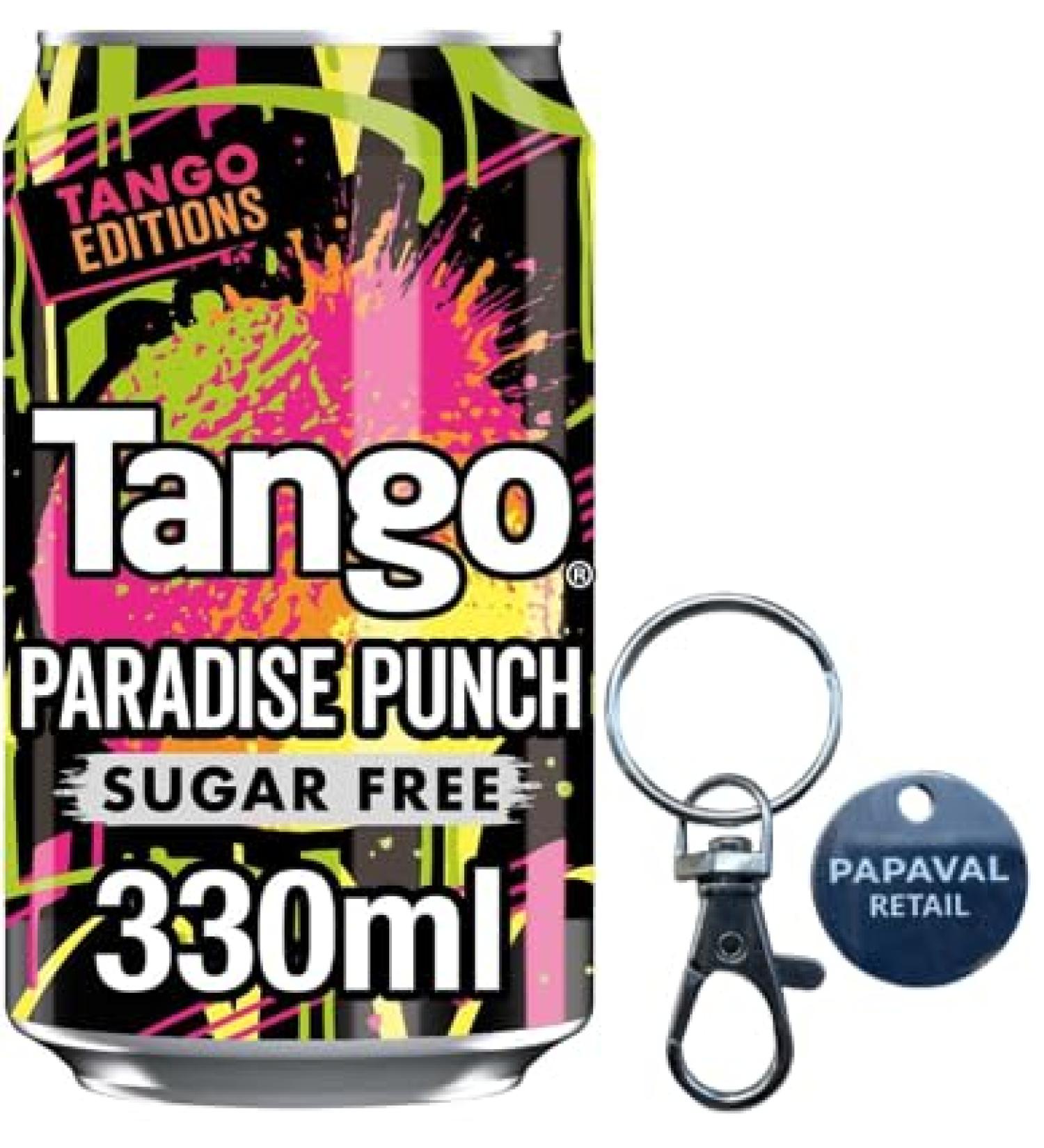 Tango Soft Drink Pack of 330ml with Key Ring (24x330ml Paradise Punch Sugar free) Paradise Punch Sugar free 24x330ml