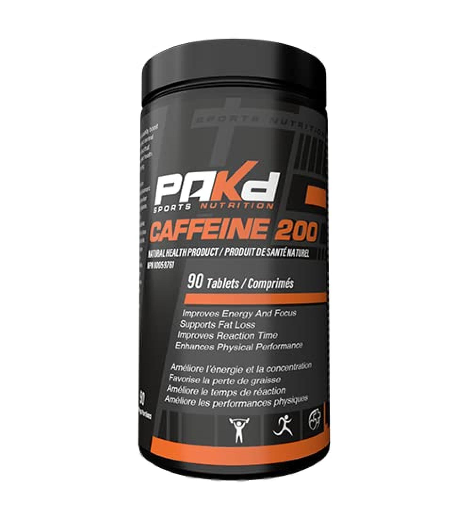 Pakd Nutrition CAFFEINE 200MG 90TABS Supplement for Energy & Concentration