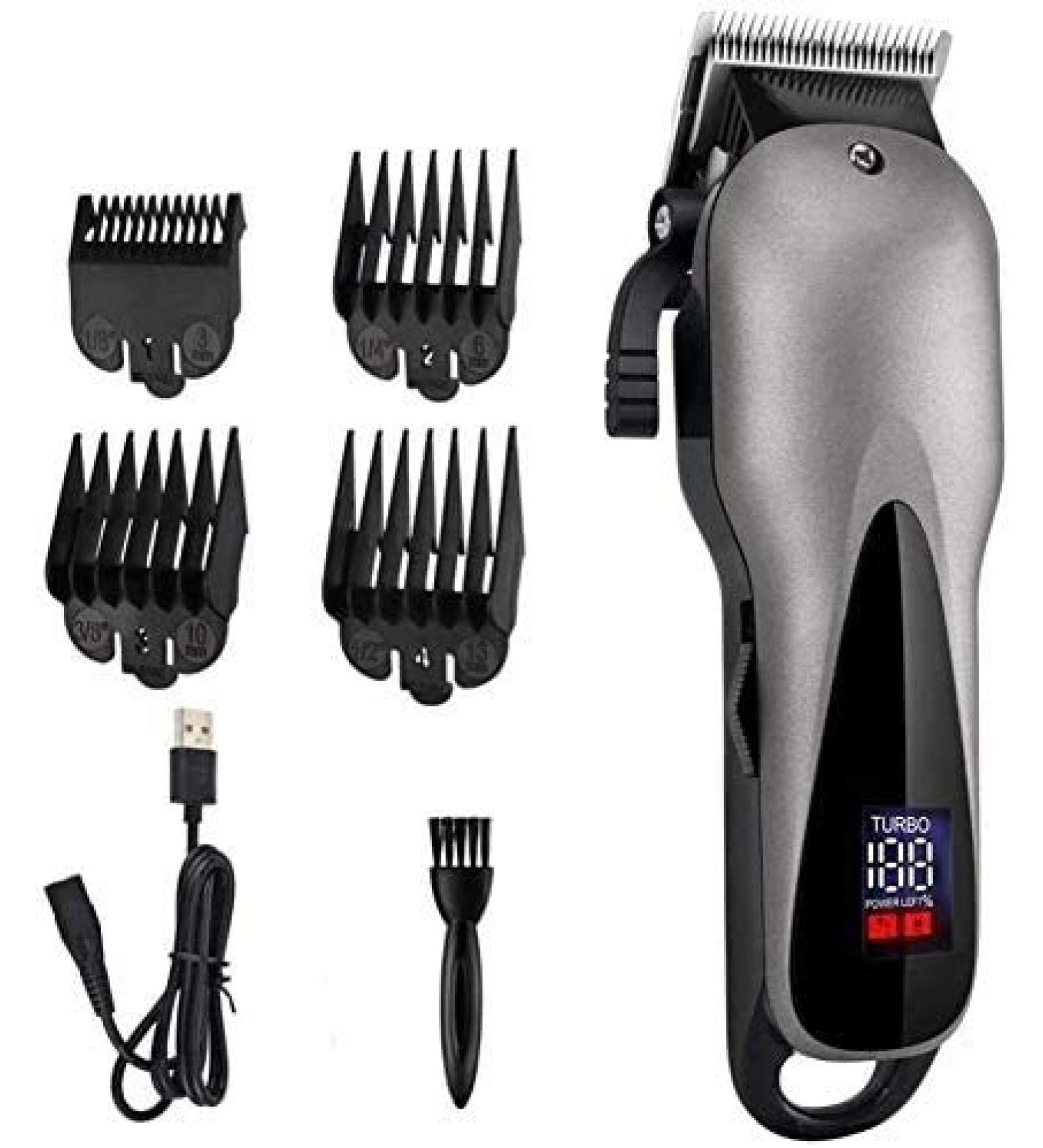 Professional Cordless Hair Clipper - Easy to Use USB Rechargeable Hair Cutting Kit with LED Display for Men & Kids - Buy Online on GoSupps.com