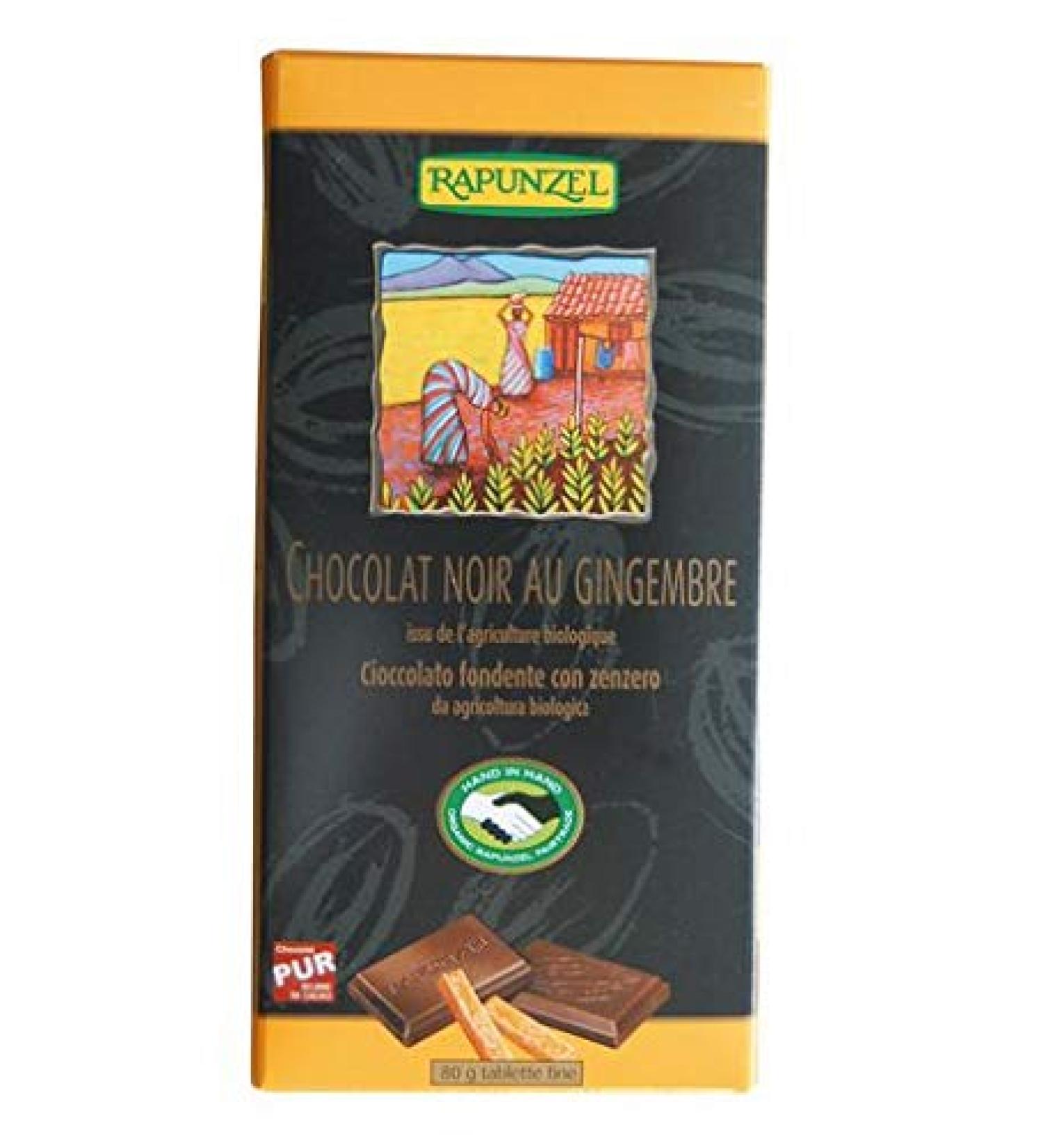Rapunzel - Dark Chocolate With Ginger Organic 80 G - Sold per unit - Buy Online on GoSupps.com