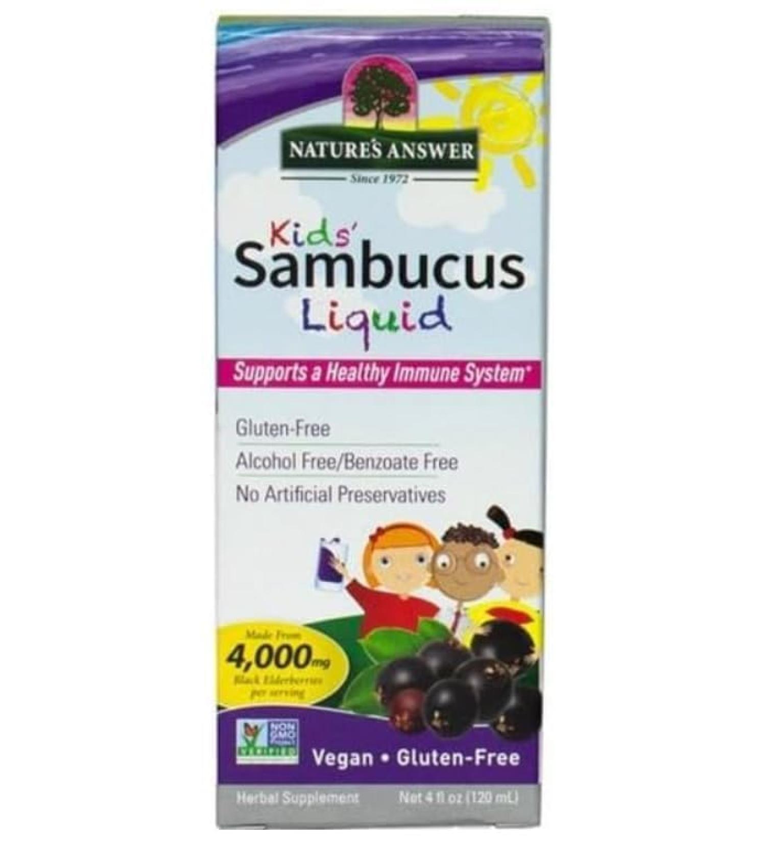 Natural's Answer Kids Sambucus Gluten Free Alcohol Free 4000 mg 120 ml - Buy Online on GoSupps.com