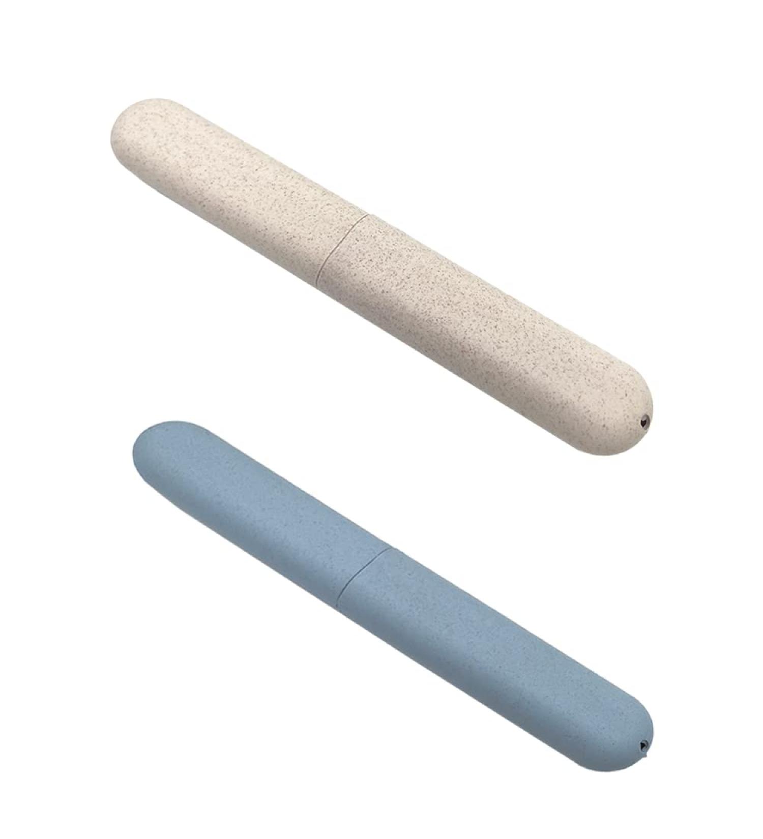 2 Pcs Toothbrush Case Toothbrush Travel Case Cover Portable Toothbrush Storage Case Sutiable for Home Travel Outdoor Camping Hiking Business Trip Beige and Blue - Buy Online on GoSupps.com