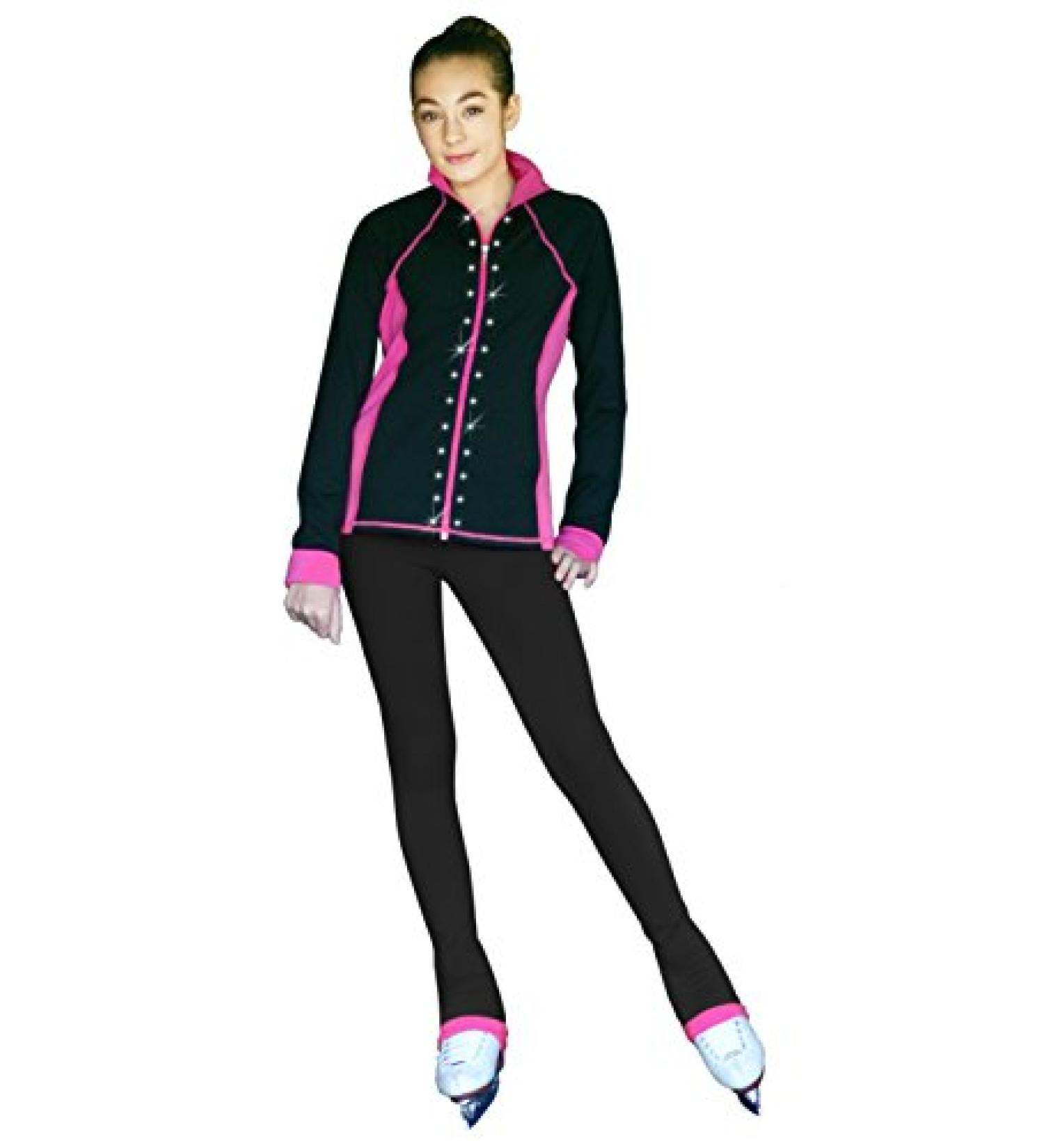 ChloeNoel PS792 3" Waist Band Black/Color Cuffs Elite Pants & Front Pocket & Crystal Block 10-12 Fuchsia