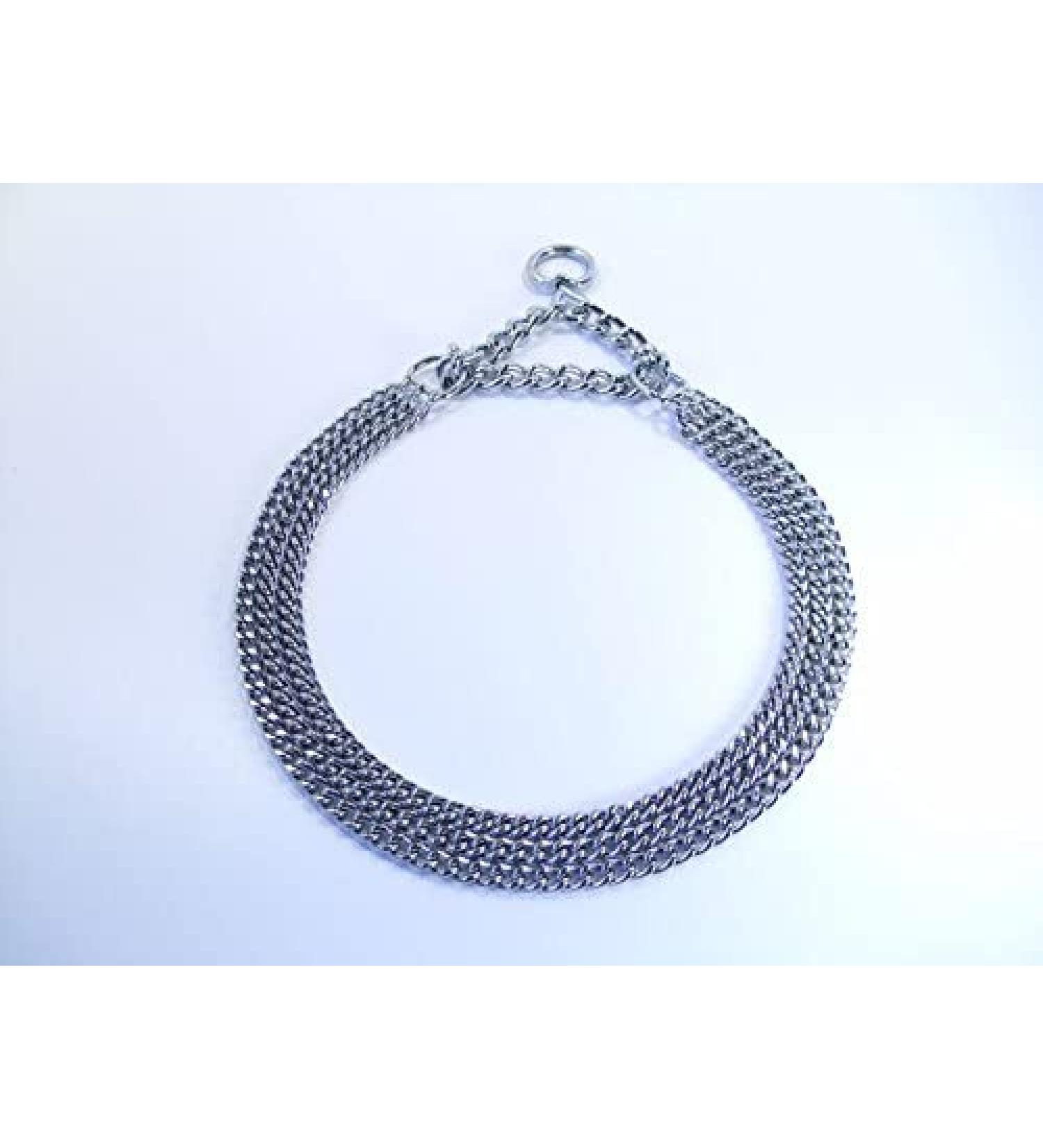 Champion-L&J Pets UK Chain Dog Collar Strong Chrome 2 & 3 Rows Slip Semi-Check Strong Half Check Dog Choker Chain Training Collar (3 Rows 45cm (17.5in)) 3 Rows 45cm (17.5in) - Buy Online on GoSupps.com