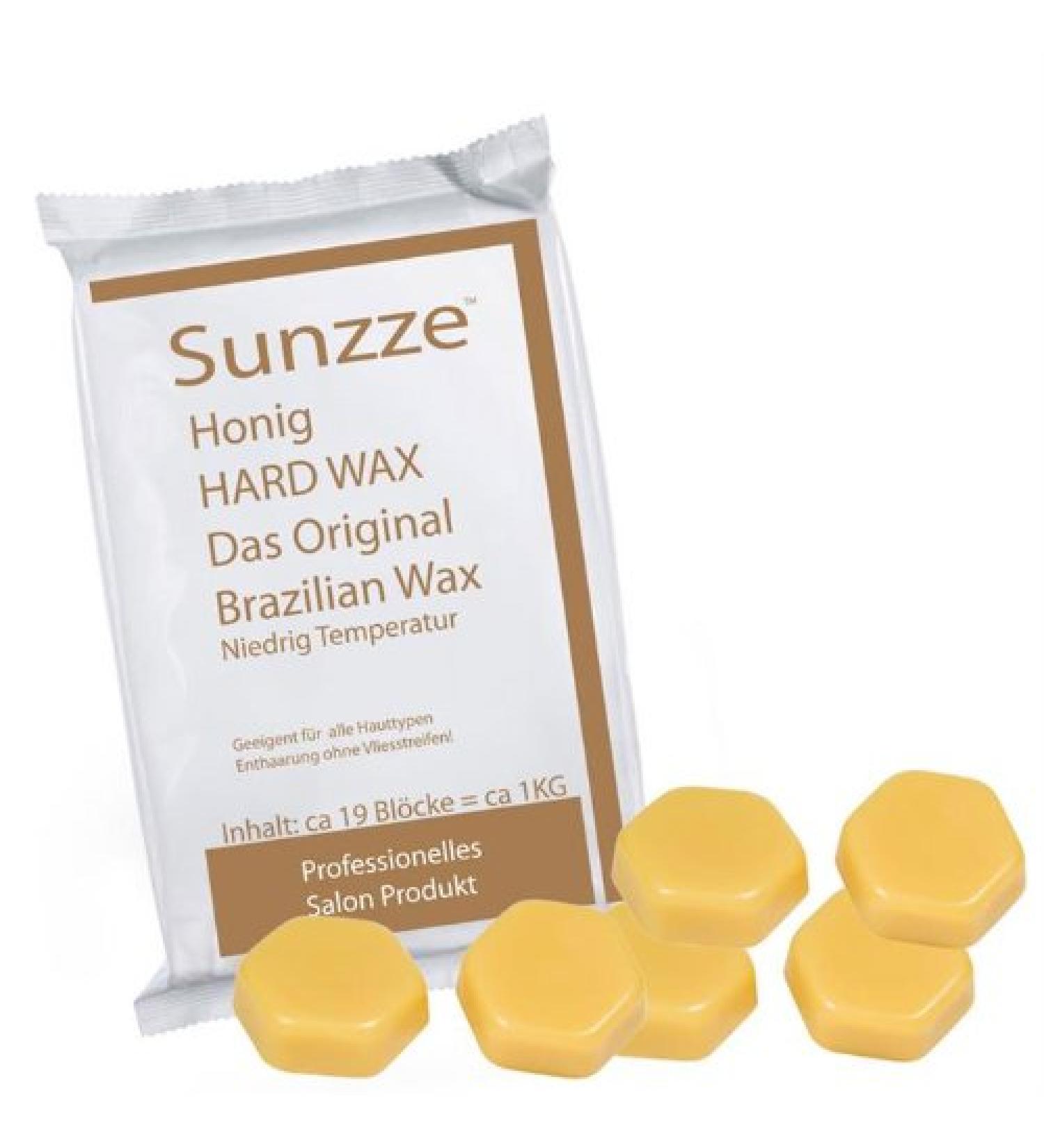 Sunzze wax blocks honey 1kg - Brazilian waxing for intimate hair removal - hard wax hot wax