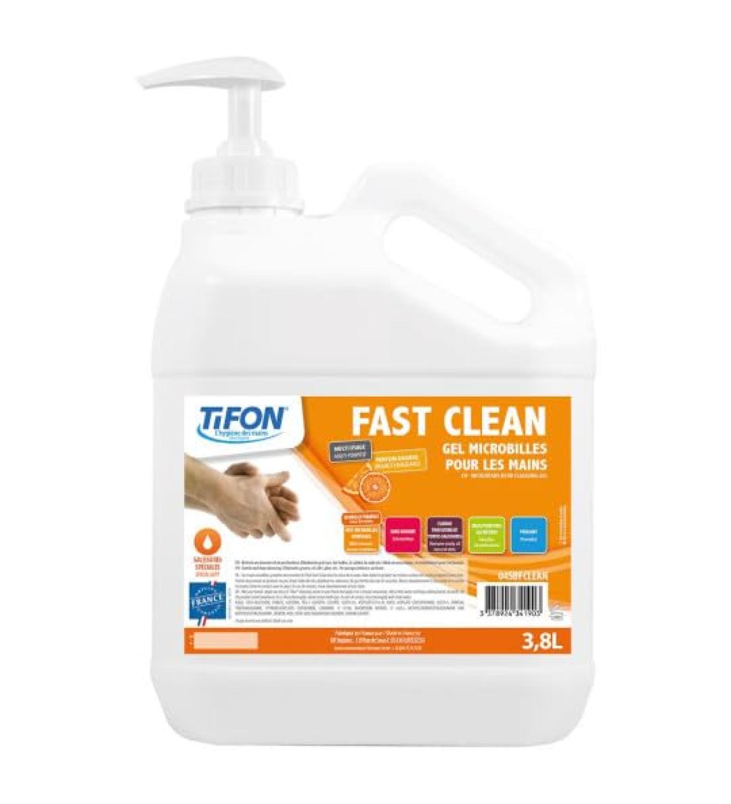 Gel microbilles Fast Clean pour les mains - bidon de 3.8L avec pompe