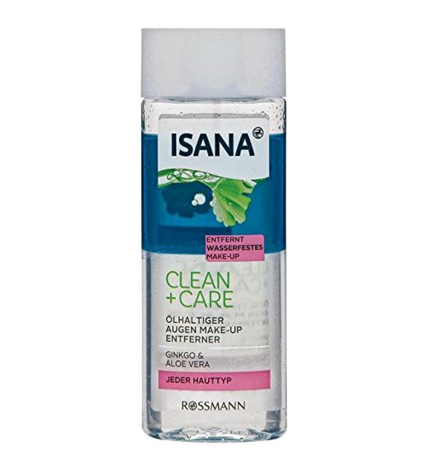 ISANA Clean + Care Oily Eye Make-up Remover 100 ml with Ginkgo & Aloe Vera removes waterproof make-up