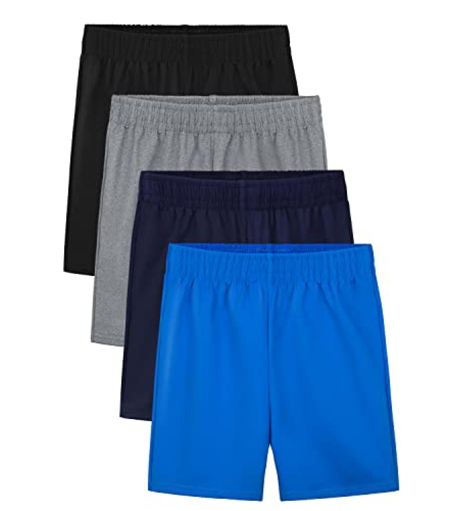 Resinta 4 Pack Toddler Boys Basketball Shorts - Summer Sports Performance Shorts for Boys and Toddlers - 4T Black Light Gray Royal Blue Navy Blue - Buy Online on GoSupps.com