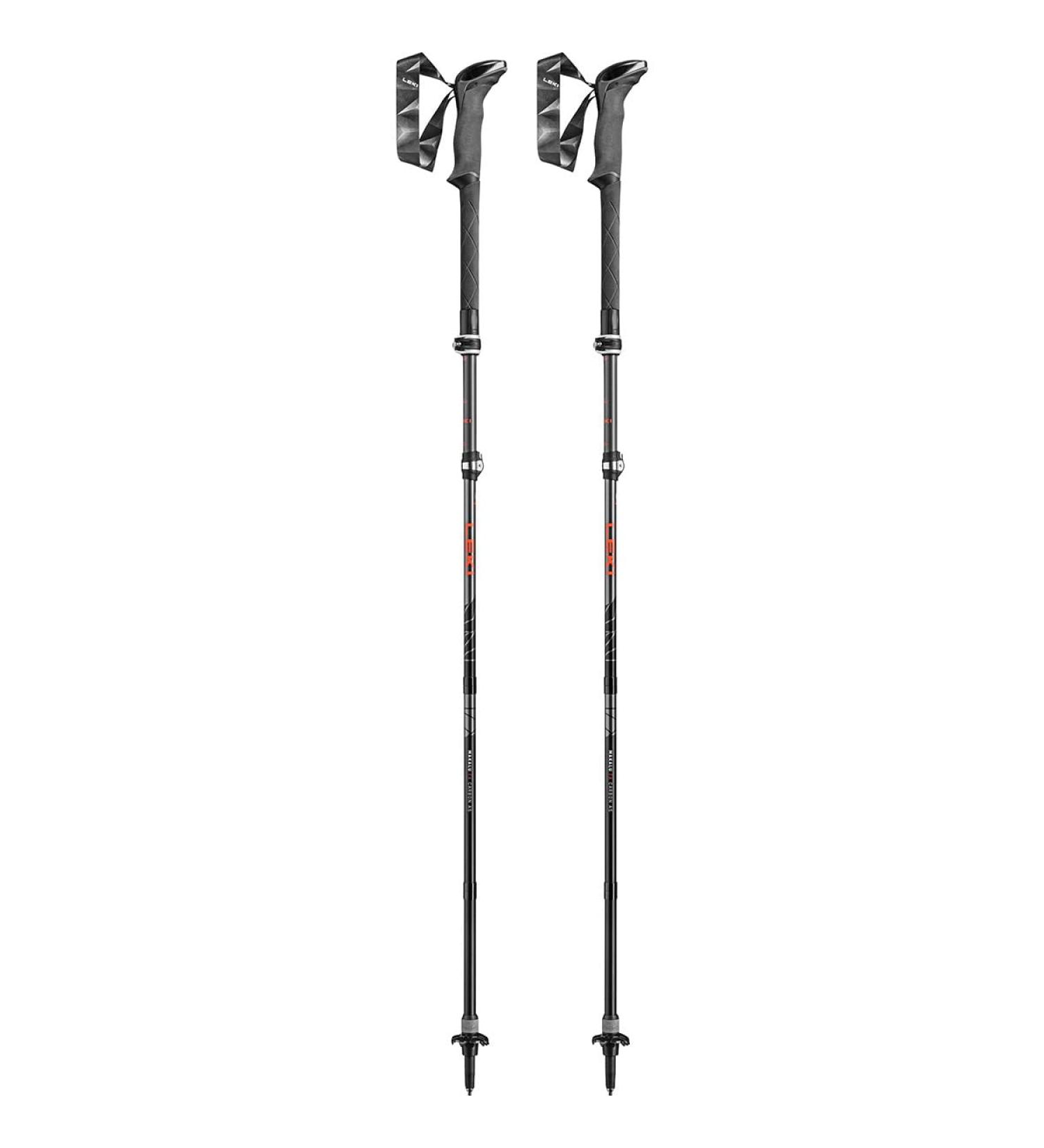 Leki Makalu FX Carbon AS poles light anthracite-bright red 110 - 130 cm