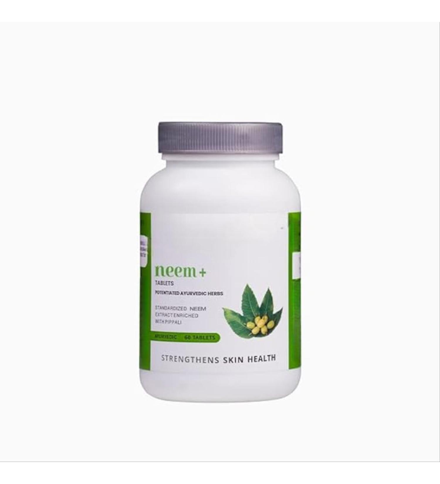 Neem 60 Tablets Promotes Skin Health Natural Purifier Control Acne & Dark spot (Pack of 1)