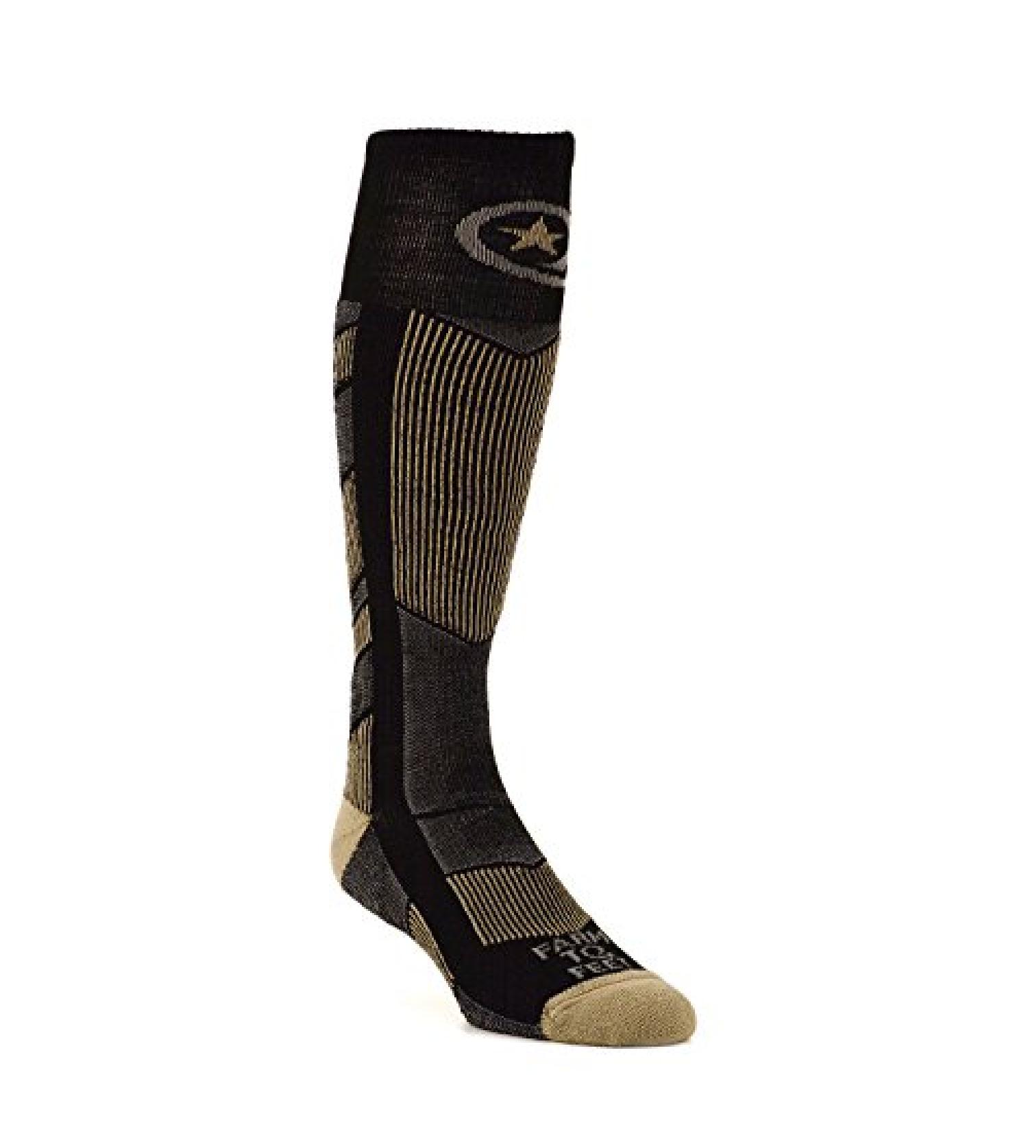 Farm to Feet Men's Park City Midweight Ski Socks Medium Black/Desert Tan