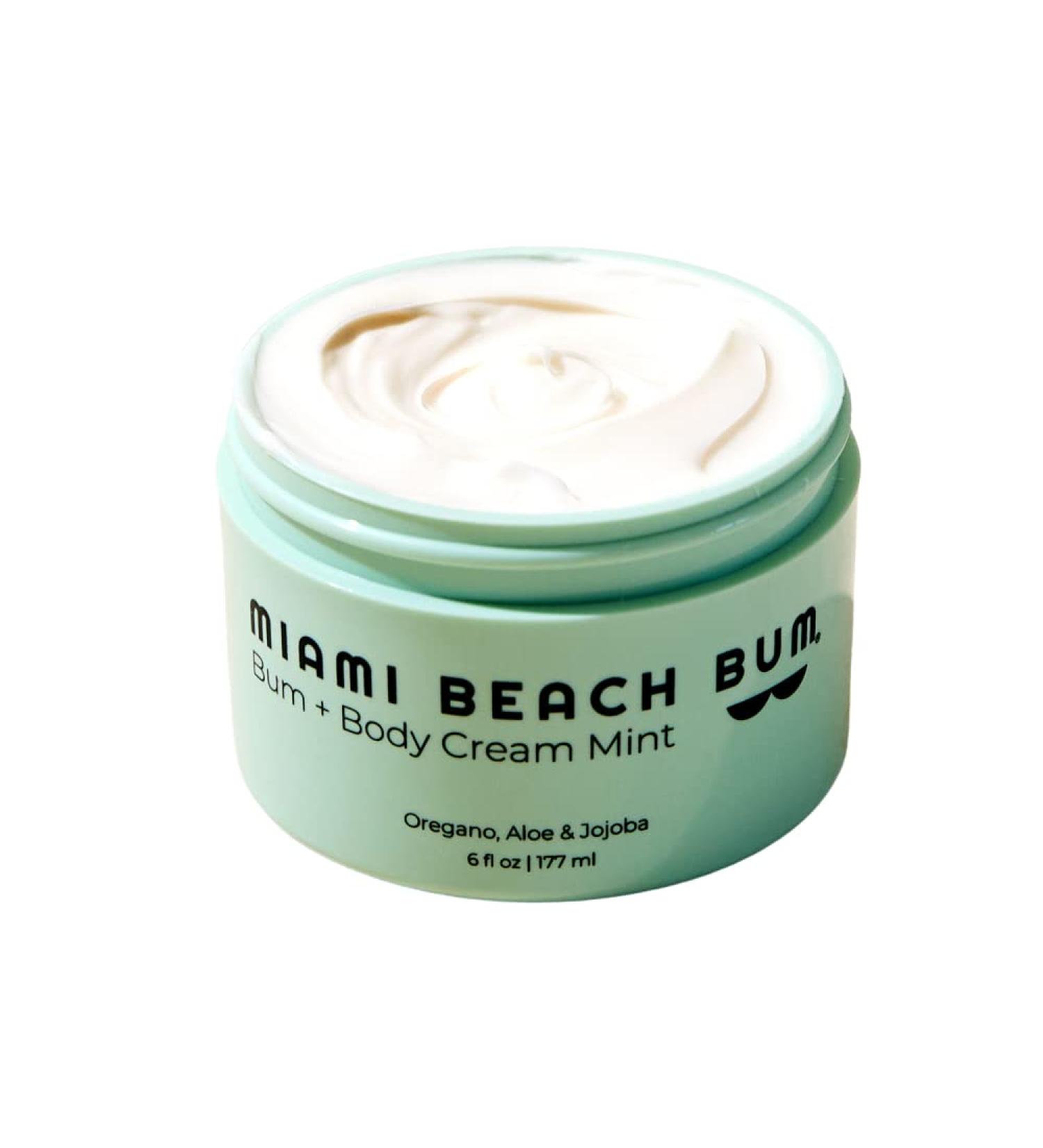 Miami Beach Bum Mint Bum + Body Cream 6oz - Daily Moisturizer for Skin Health, Acne Treatment, Razor Bumps, Ingrown Hairs, Sunburns, Blemishes - After Sun Lotion - Buy Online on GoSupps.com